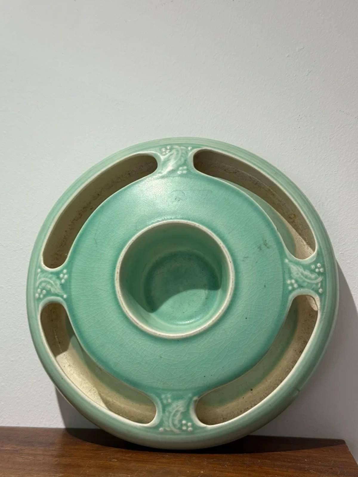 Vintage Pell green ceramic flower table decoration ashtray country home decor