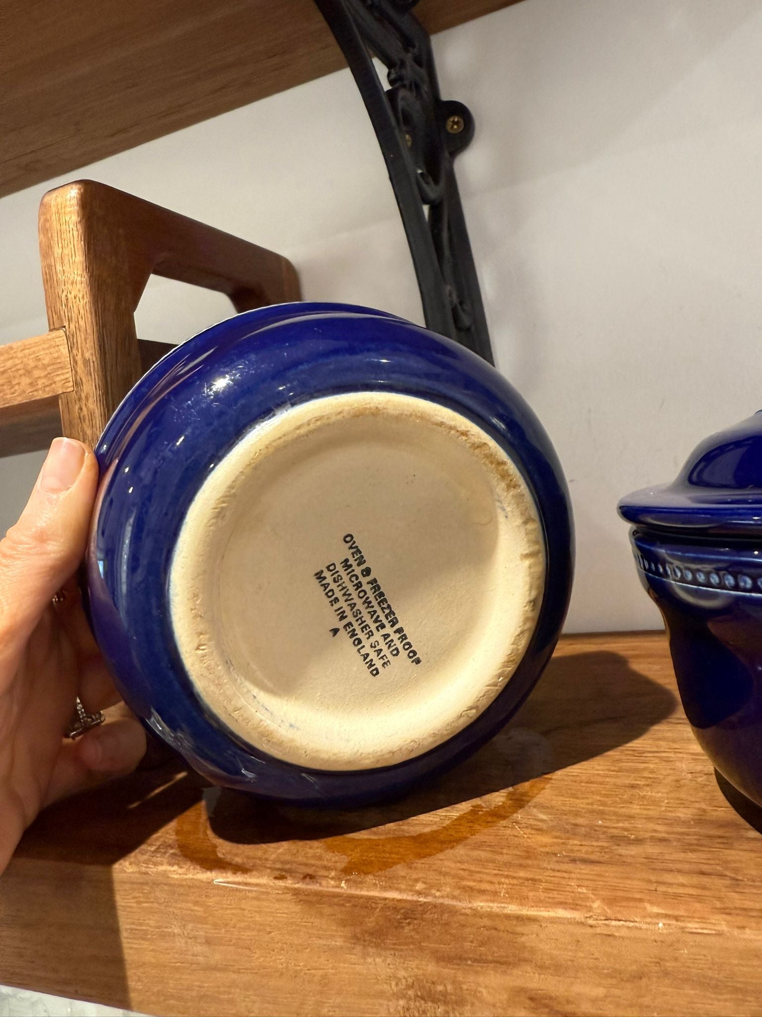 English Cobalt Blue Lidded Stoneware Dish Set