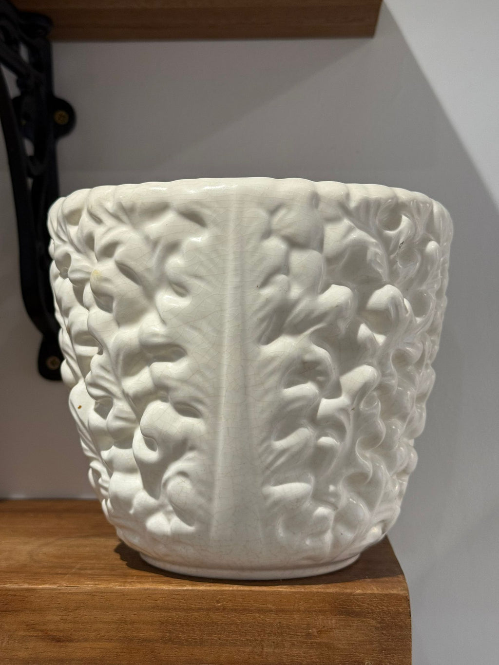 Vintage White Textured Ceramic Planter