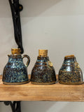 Set of Three Studio Pottery Stoneware Bottles with Cork Stoppers