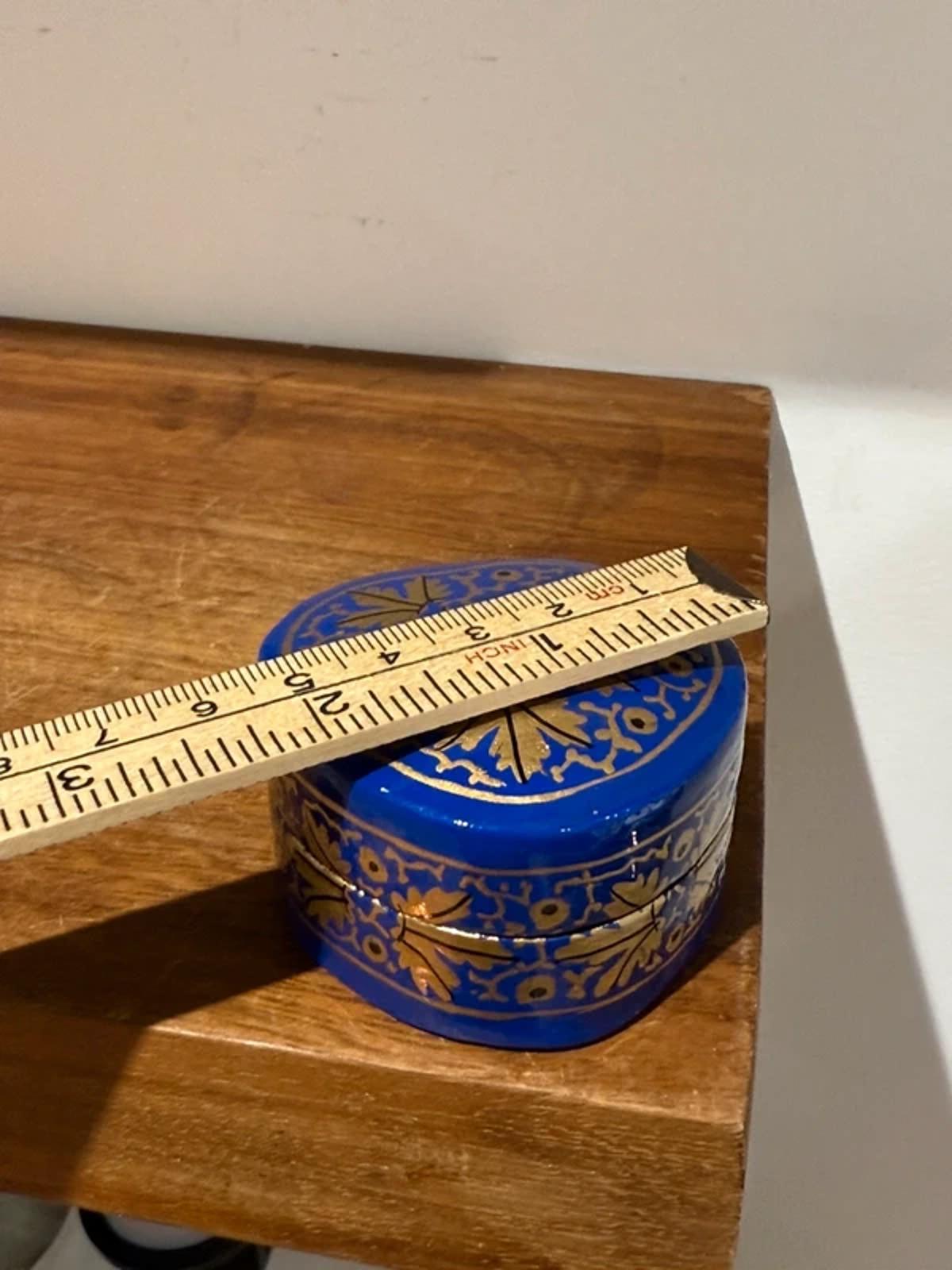 Vintage blue gold ring jewellery box home decor storage box