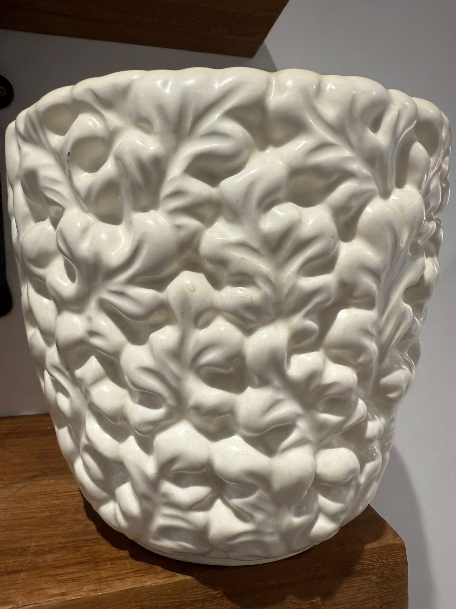 Vintage White Textured Ceramic Planter