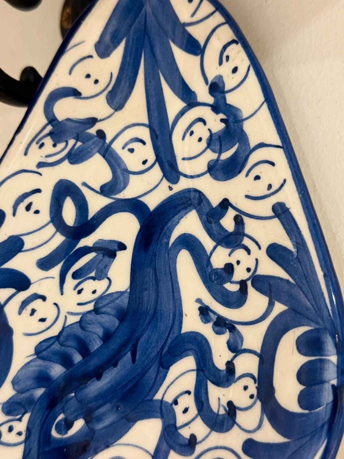 Vintage side plate spoon rest kitchen home decor blue white hand painted