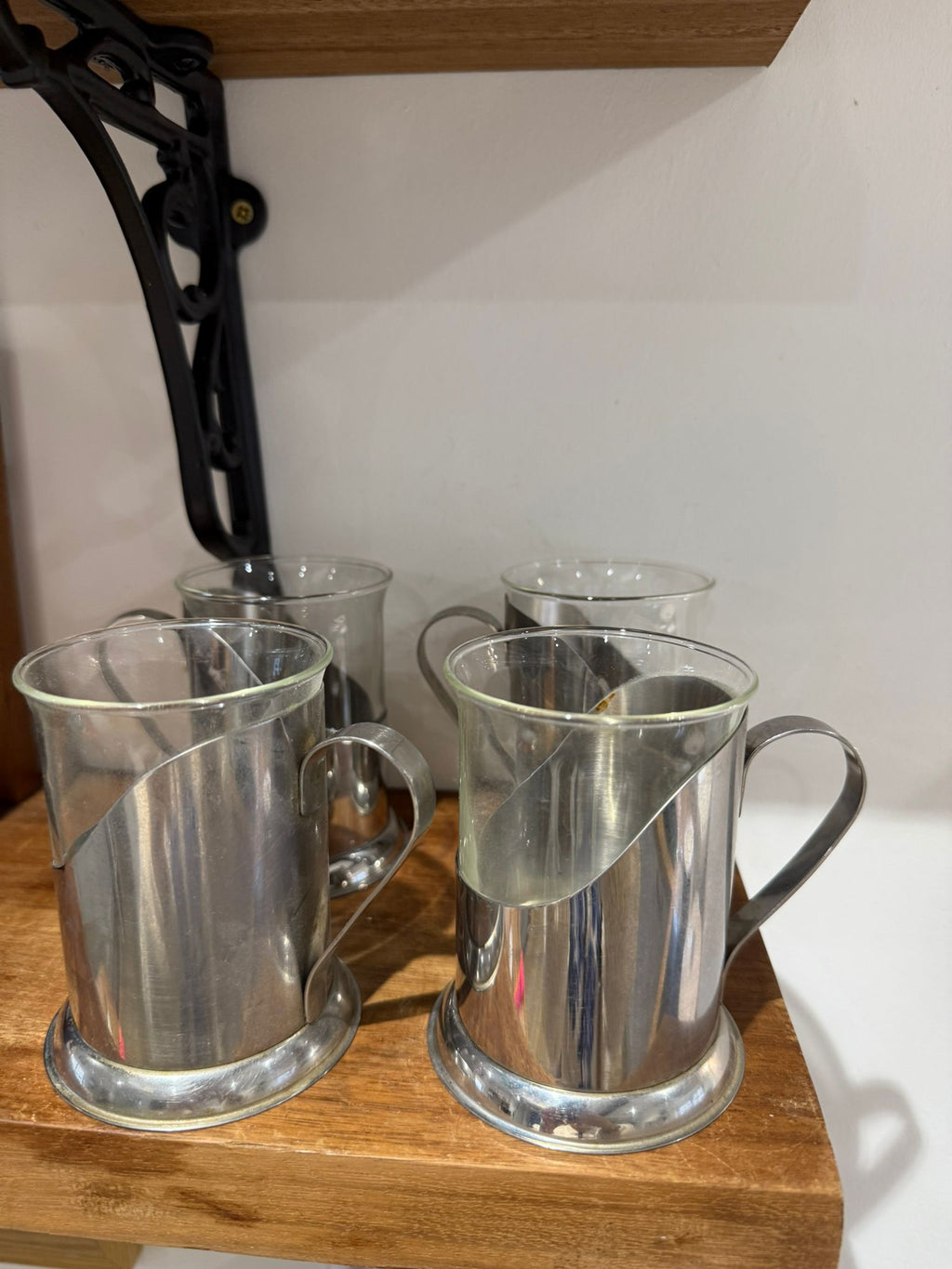 Glass & Metal Coffee Mugs – Set of Four