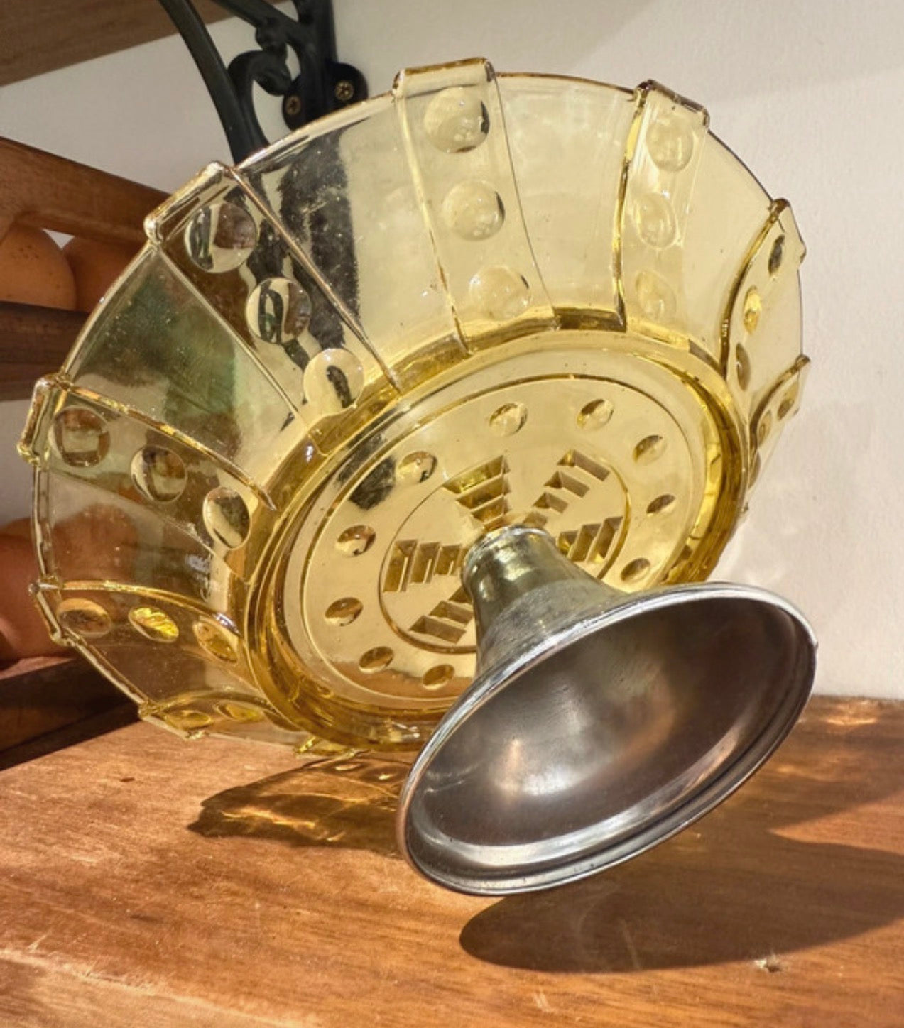 Rare Yellow Glass Food Stand