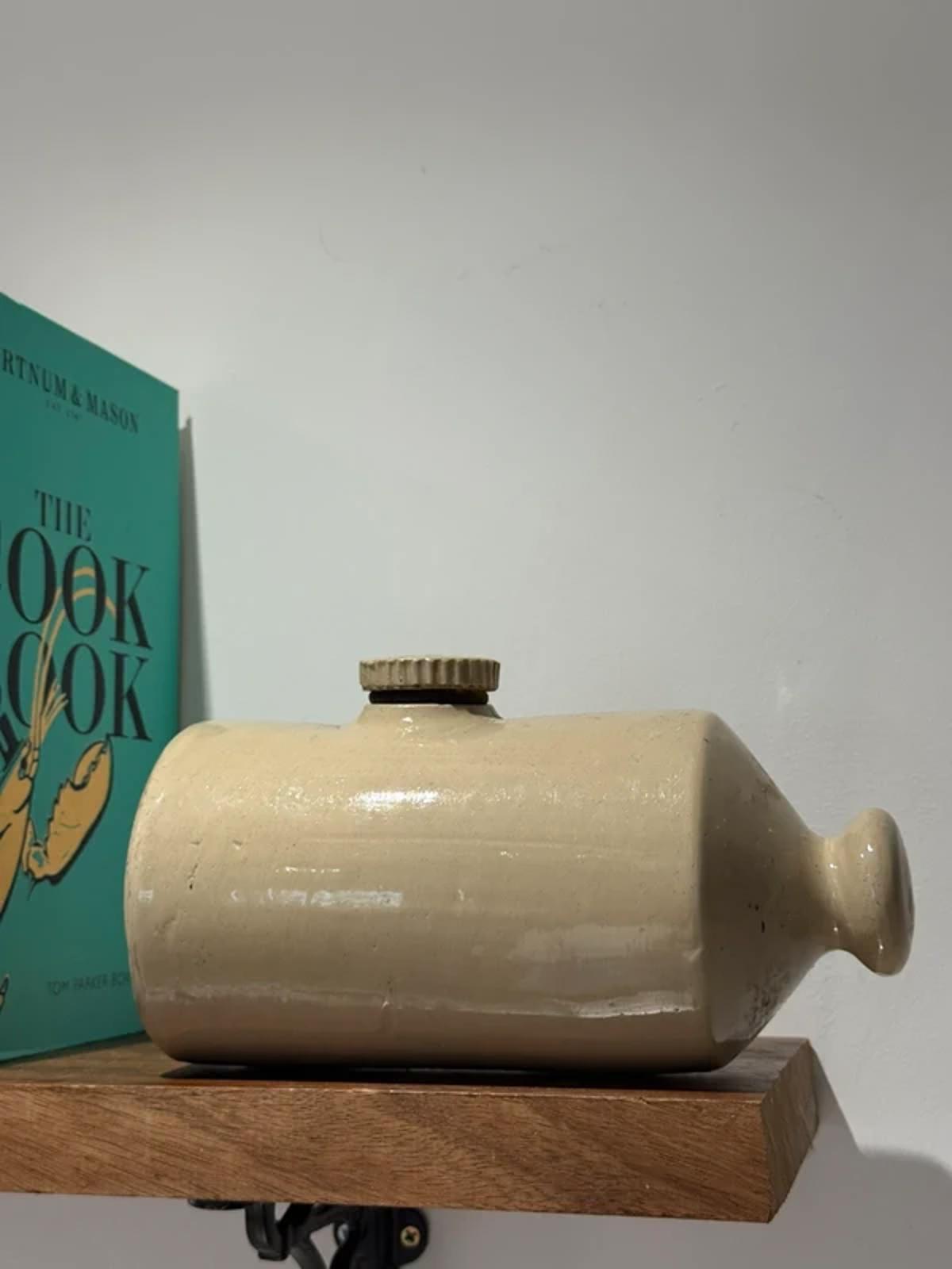 Vintage stone cream hot water bottle kitchen home decor one of a kind