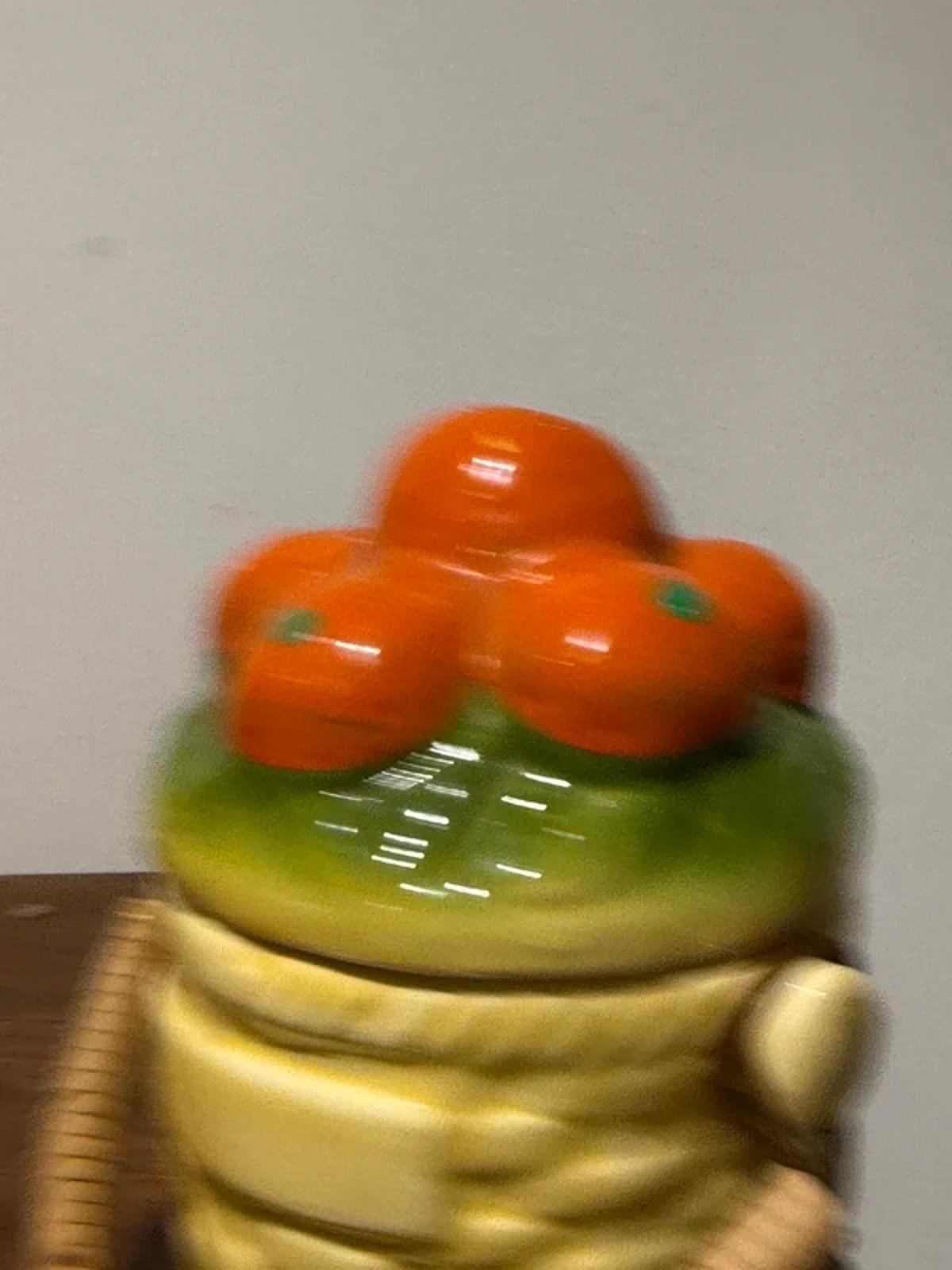 Vintage oranges kitchen decor, food storage jar, sugar bowl, jam jar one of a kind lided pot