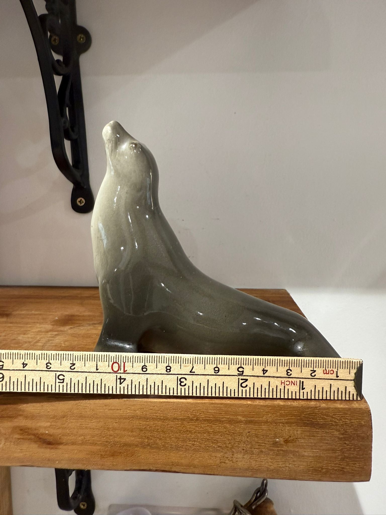 Vintage Glazed Ceramic Seal Ornament