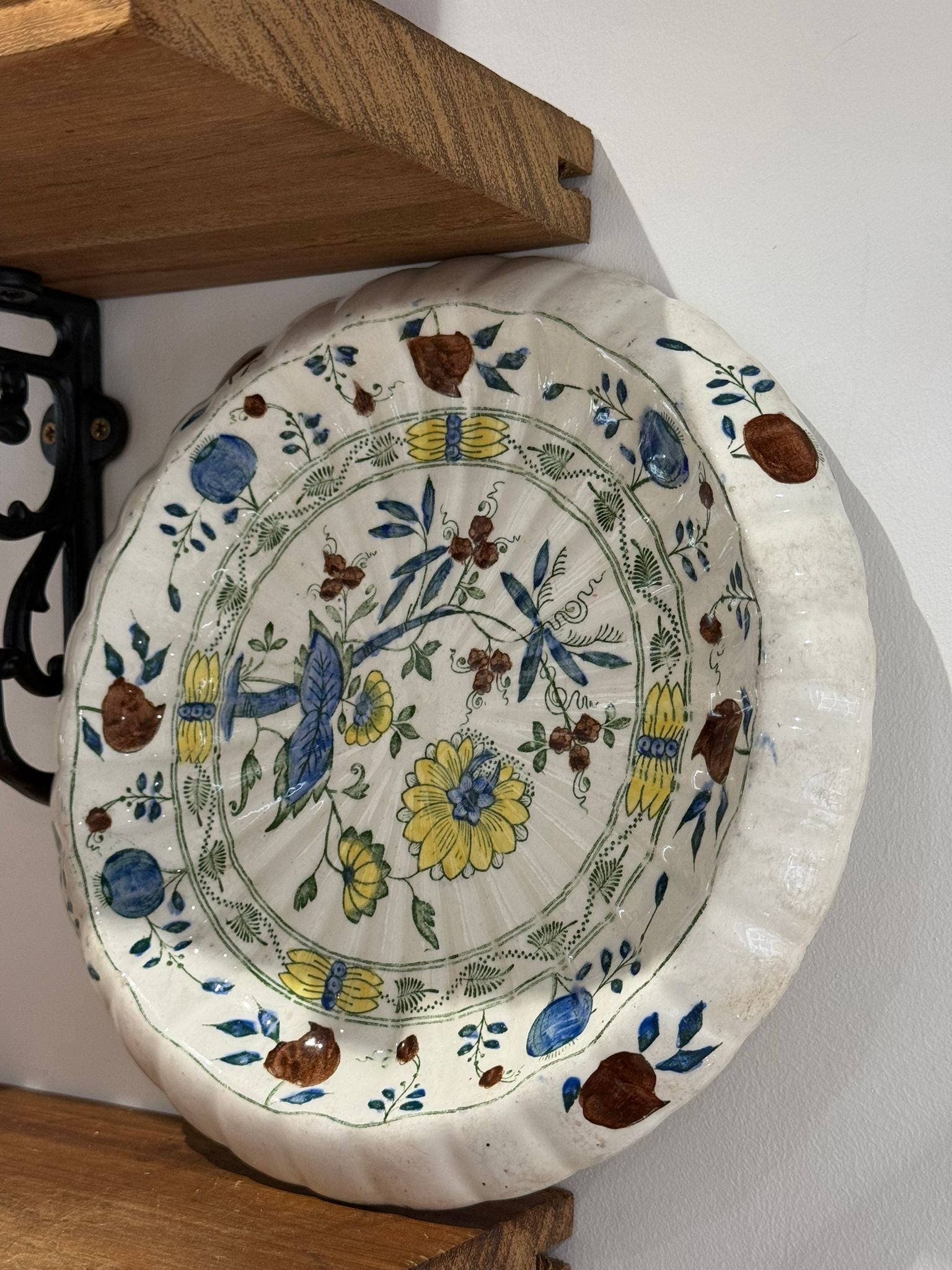 Vintage Hand-Painted Floral Ceramic Plate