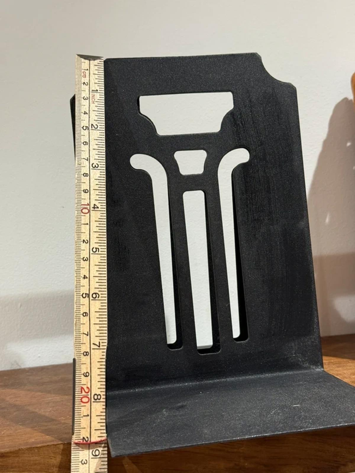 Vintage black metal bookend country home decor Greek column