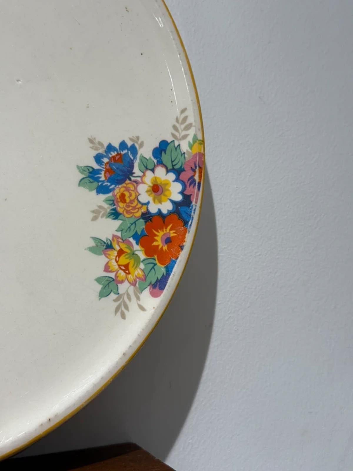 Vintage floral large kitchen art display serving platter plate kitchen home decor