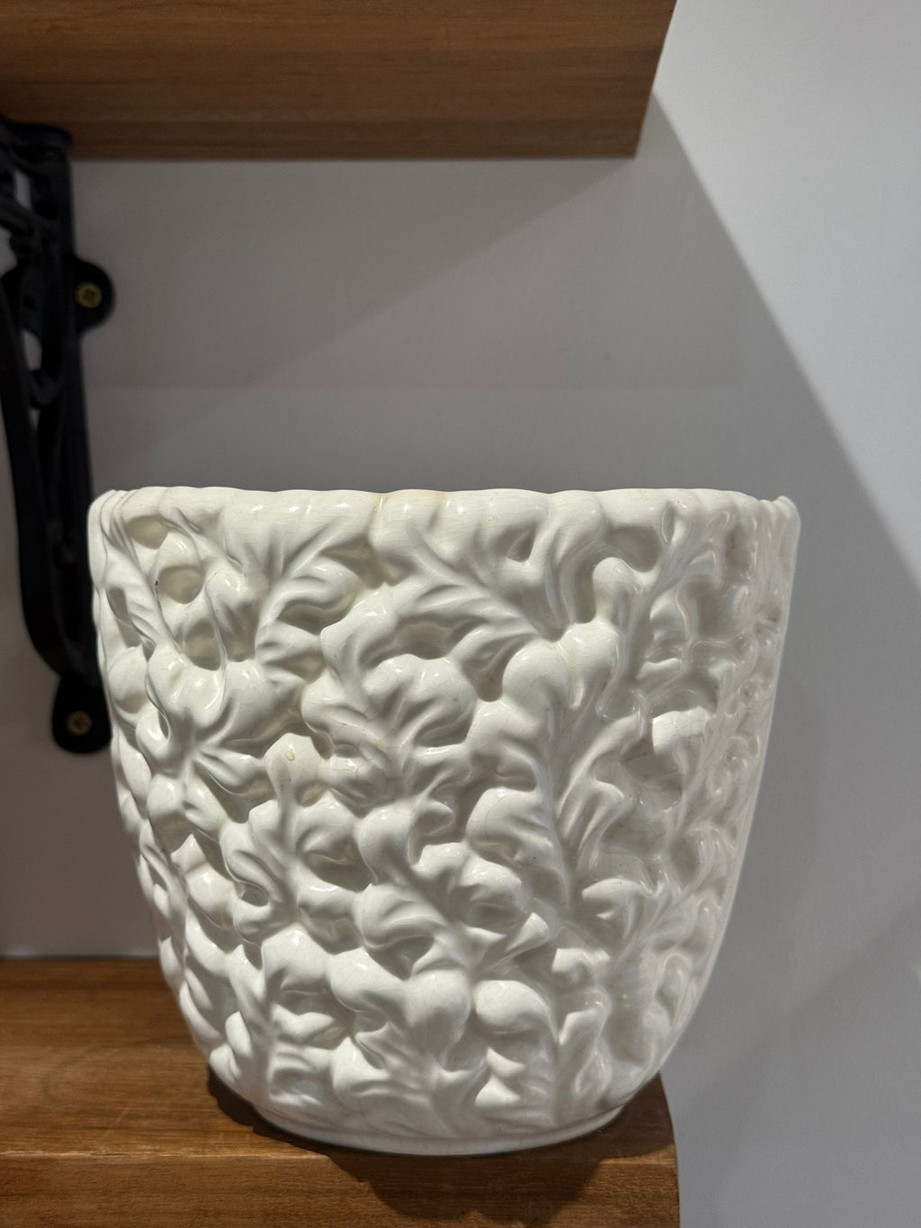 Vintage White Textured Ceramic Planter