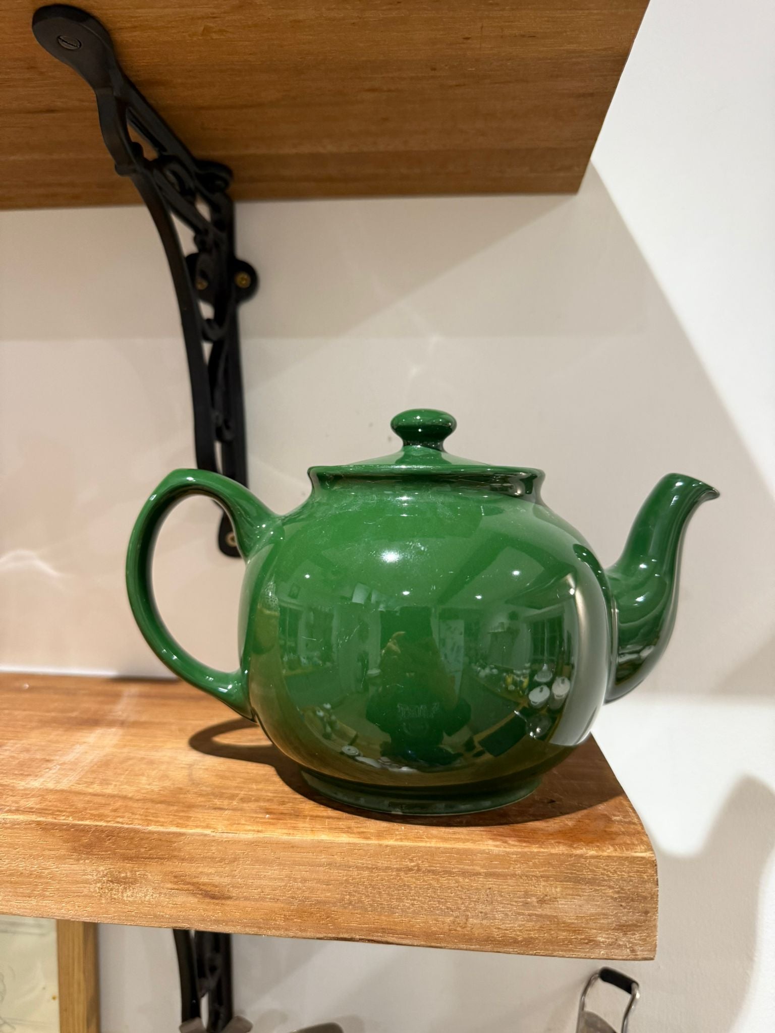 Vintage Green Glazed Ceramic Teapot