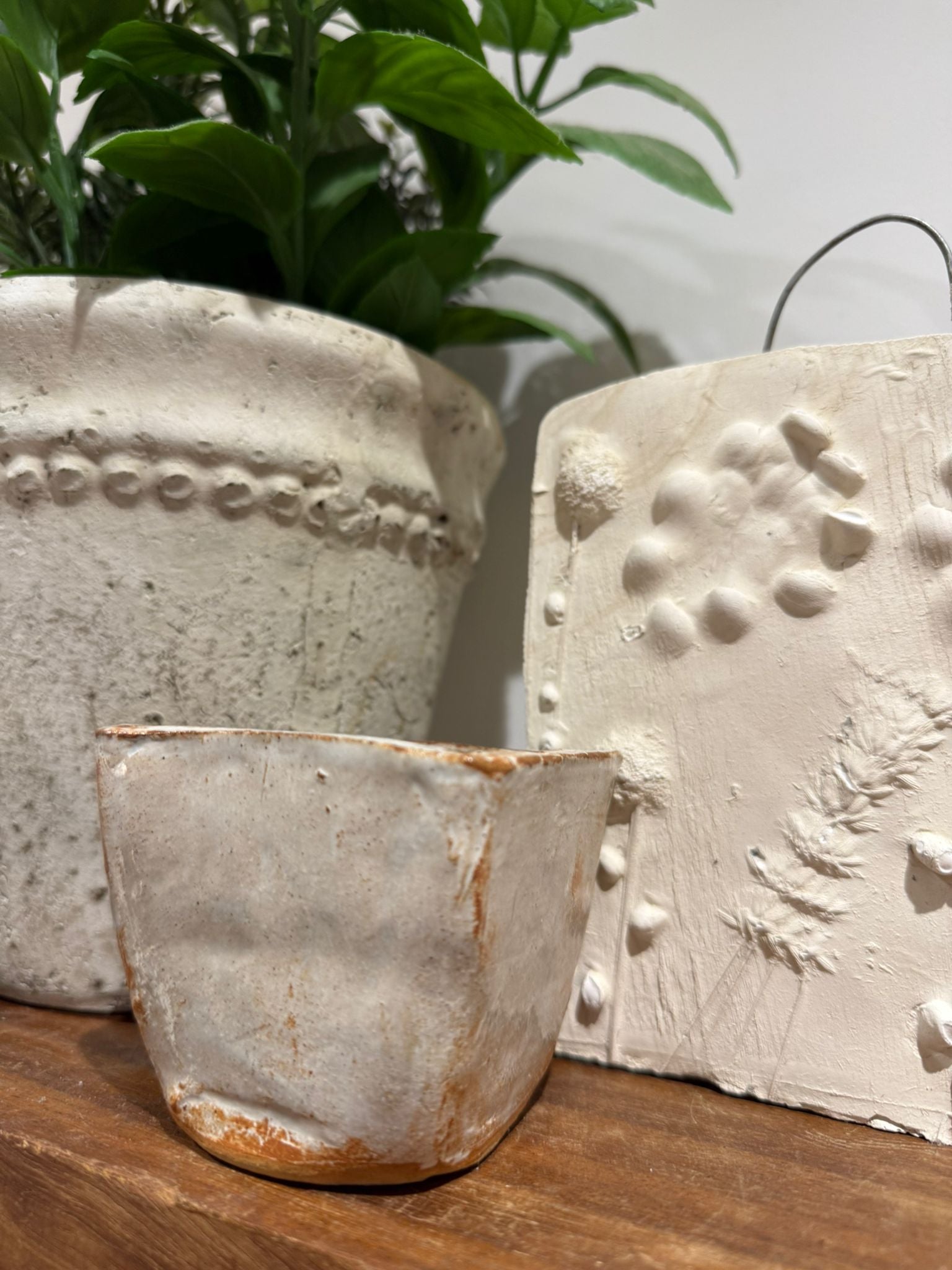 Rustic Square Ceramic Planter with Natural Patina