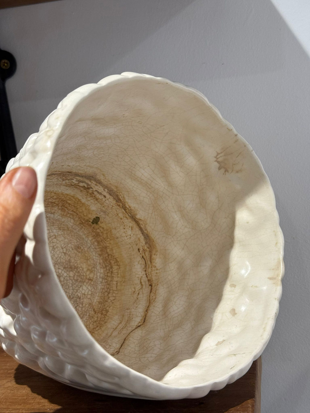 Vintage White Textured Ceramic Planter