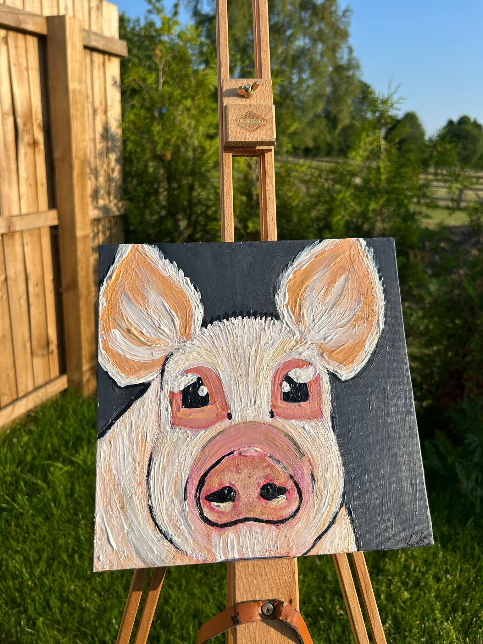 Original Hand-Painted Pig Portrait on Canvas