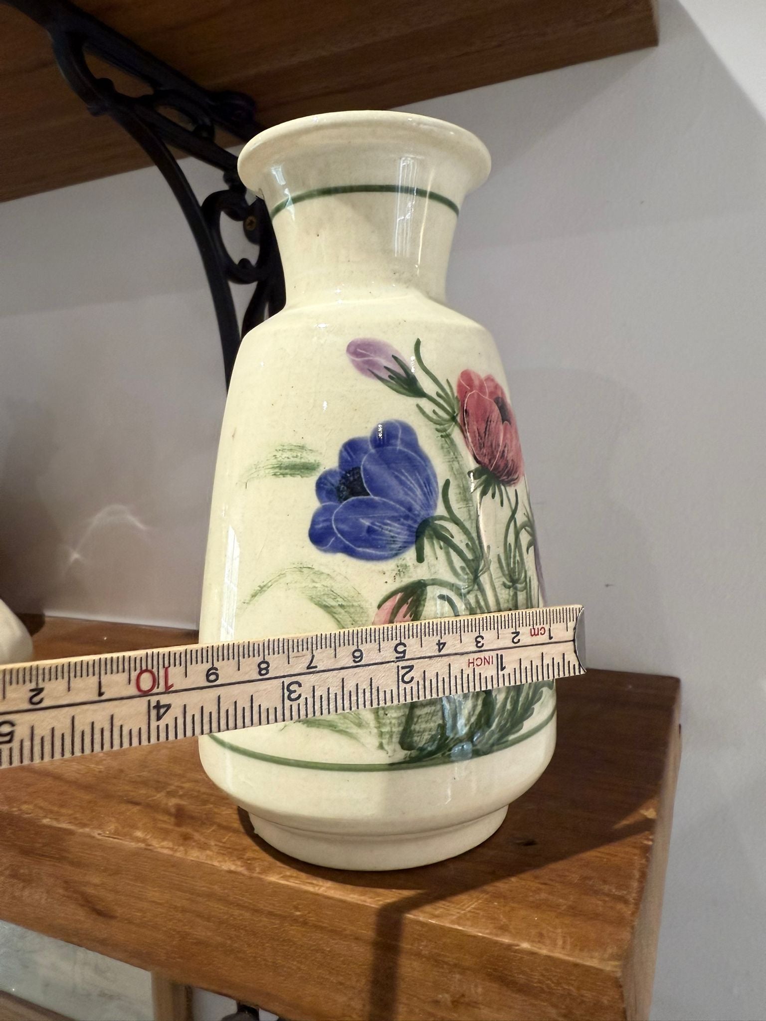 Vintage Hand-Painted Floral Ceramic Vase