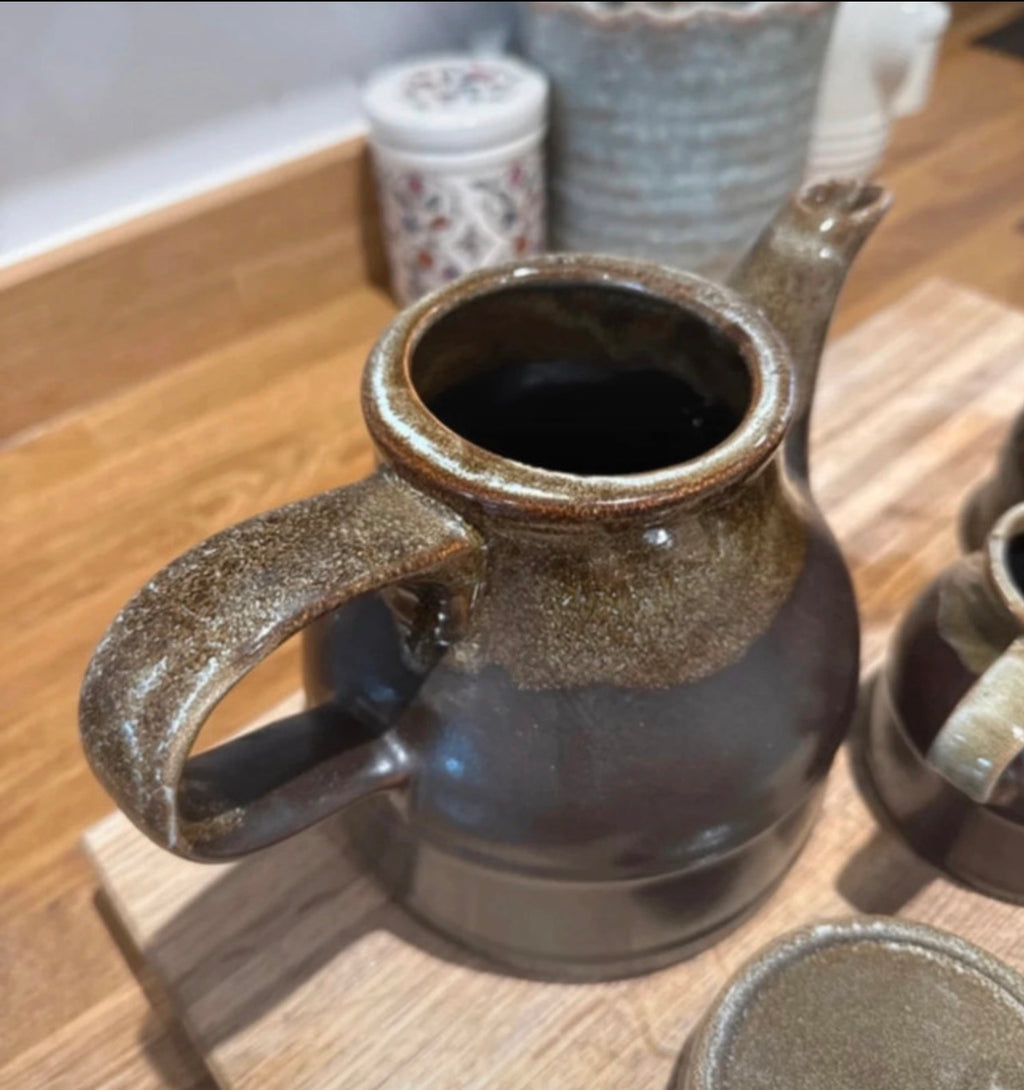 Vintage Green Pottery Tea Pot / Jug / Bowl Set