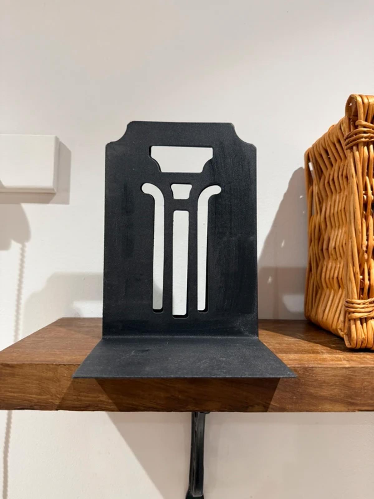 Vintage black metal bookend country home decor Greek column