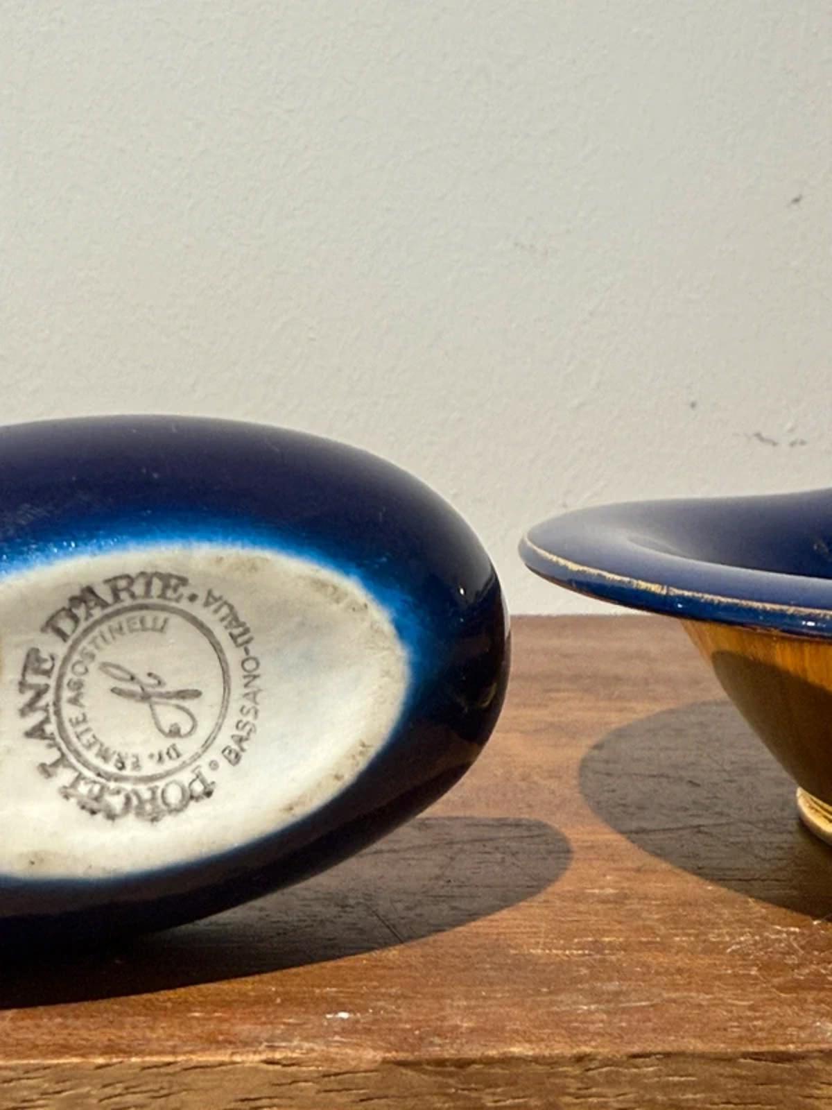 Oval Trinket Box A lidded jewelry ring box navy blue gold home decor