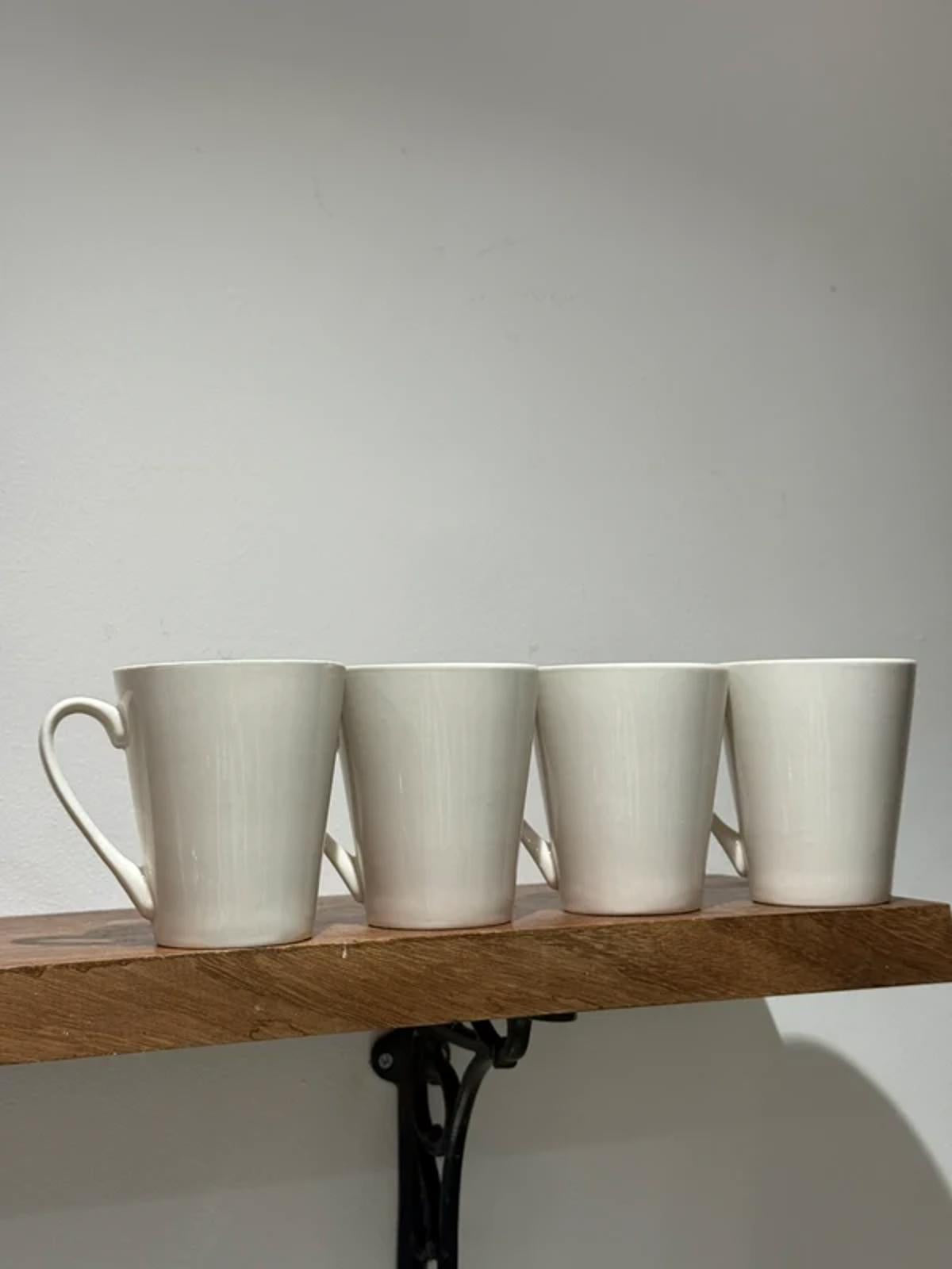 Set of brand-new white tall mugs kitchen home decor set of 4