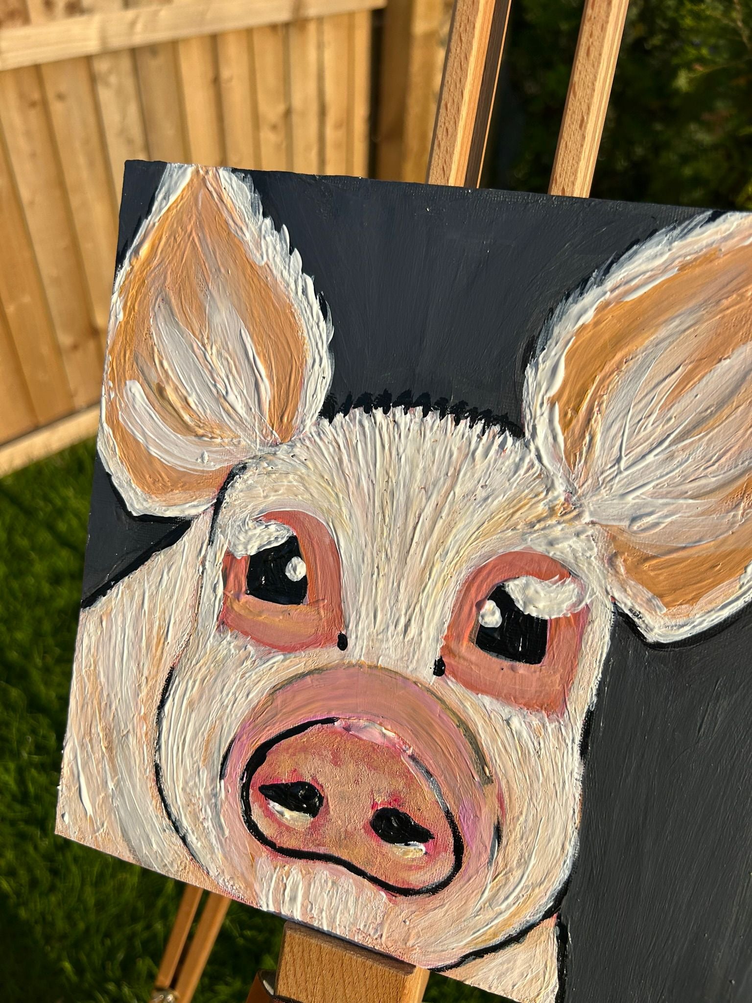 Original Hand-Painted Pig Portrait on Canvas