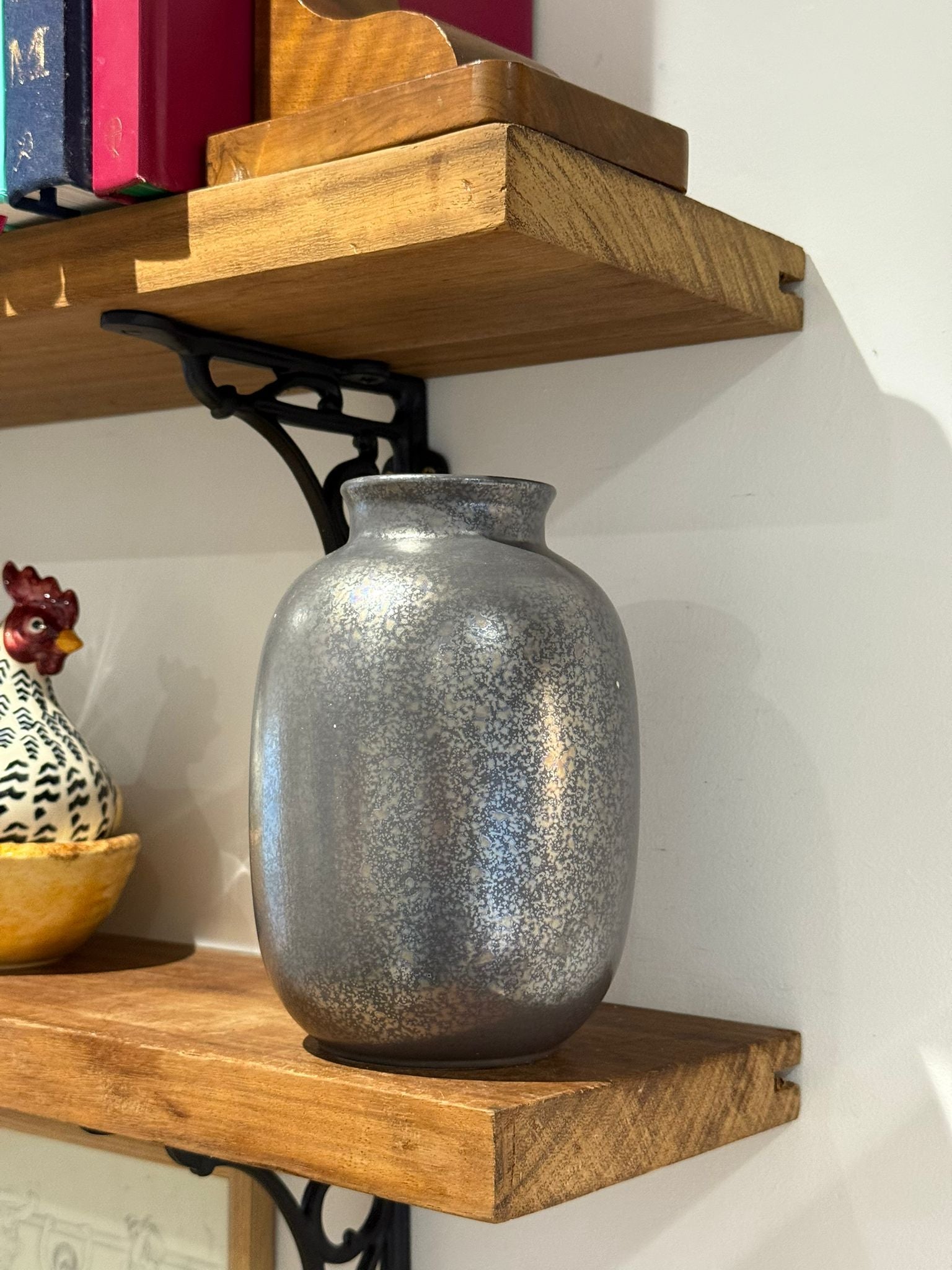 Poole Pottery Grey Speckled Studio Vase