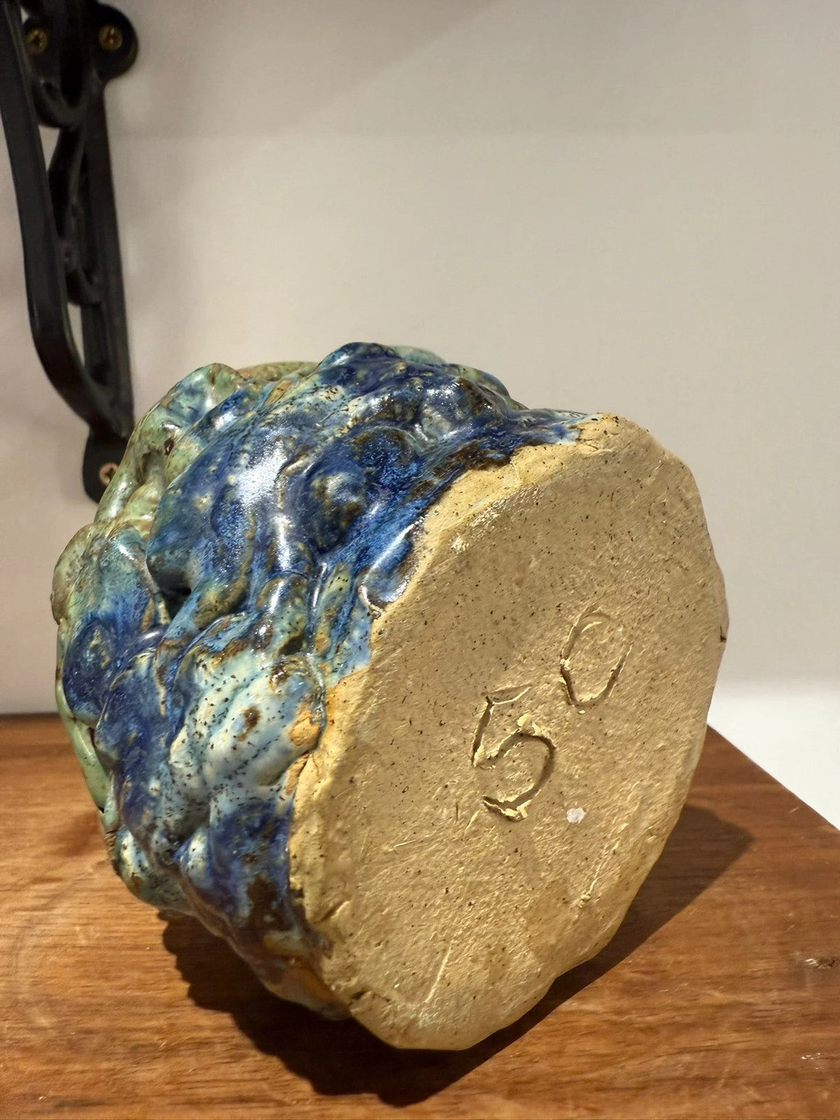 Hand-Formed Blue & Green Studio Pottery Planter / Bowl One-Off Piece