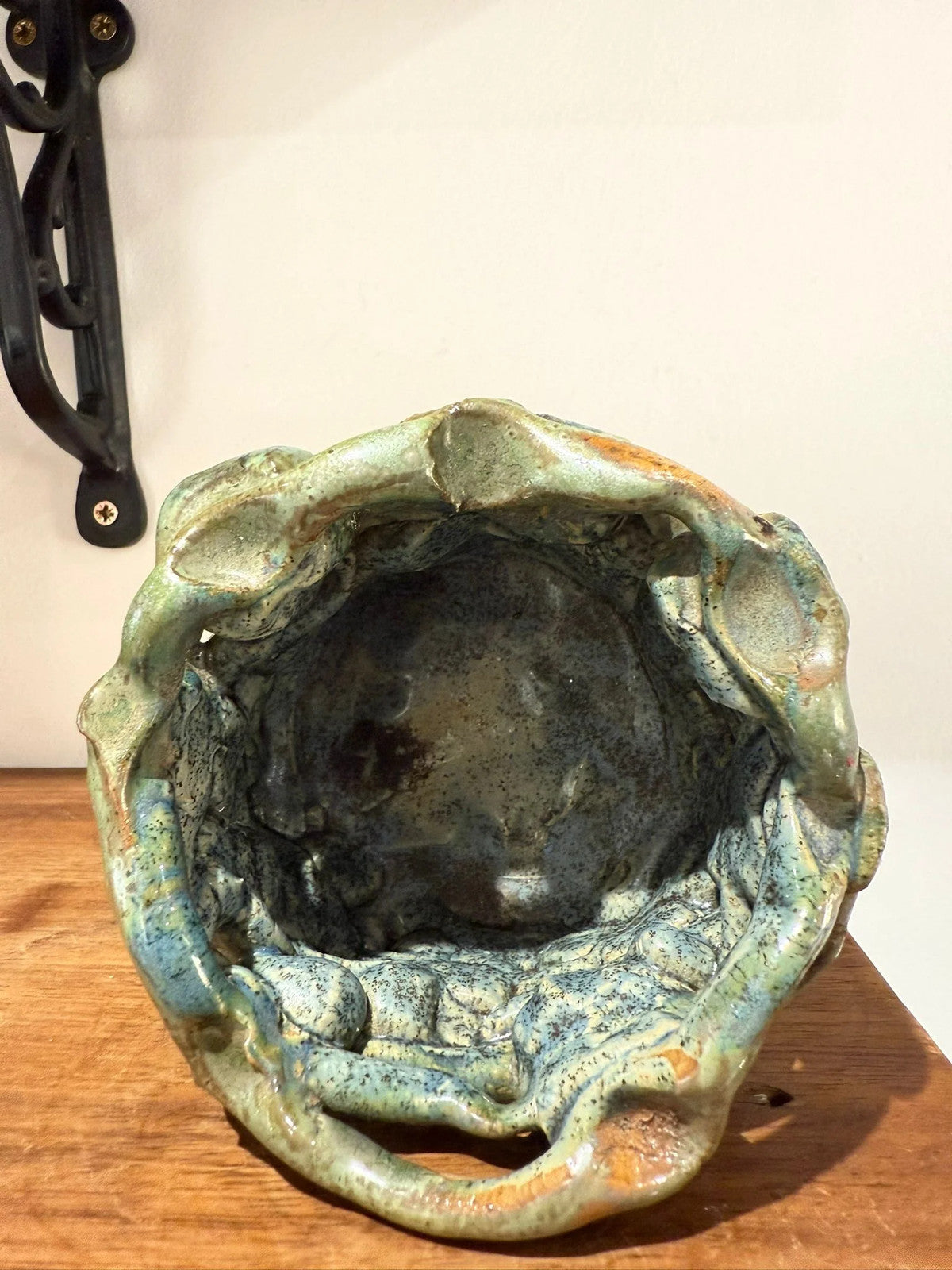 Hand-Formed Blue & Green Studio Pottery Planter / Bowl One-Off Piece