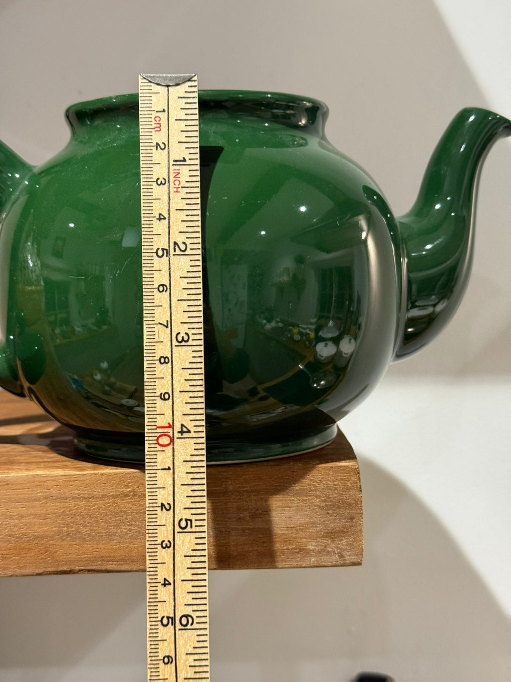 Vintage Green Glazed Ceramic Teapot