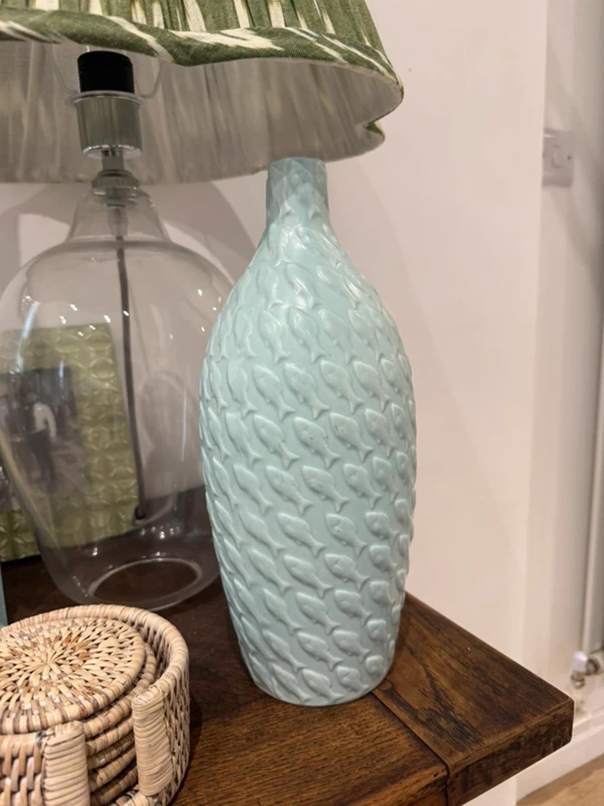 Gisela Graham pale blue fish shoal ceramic tall vase brand new with tags