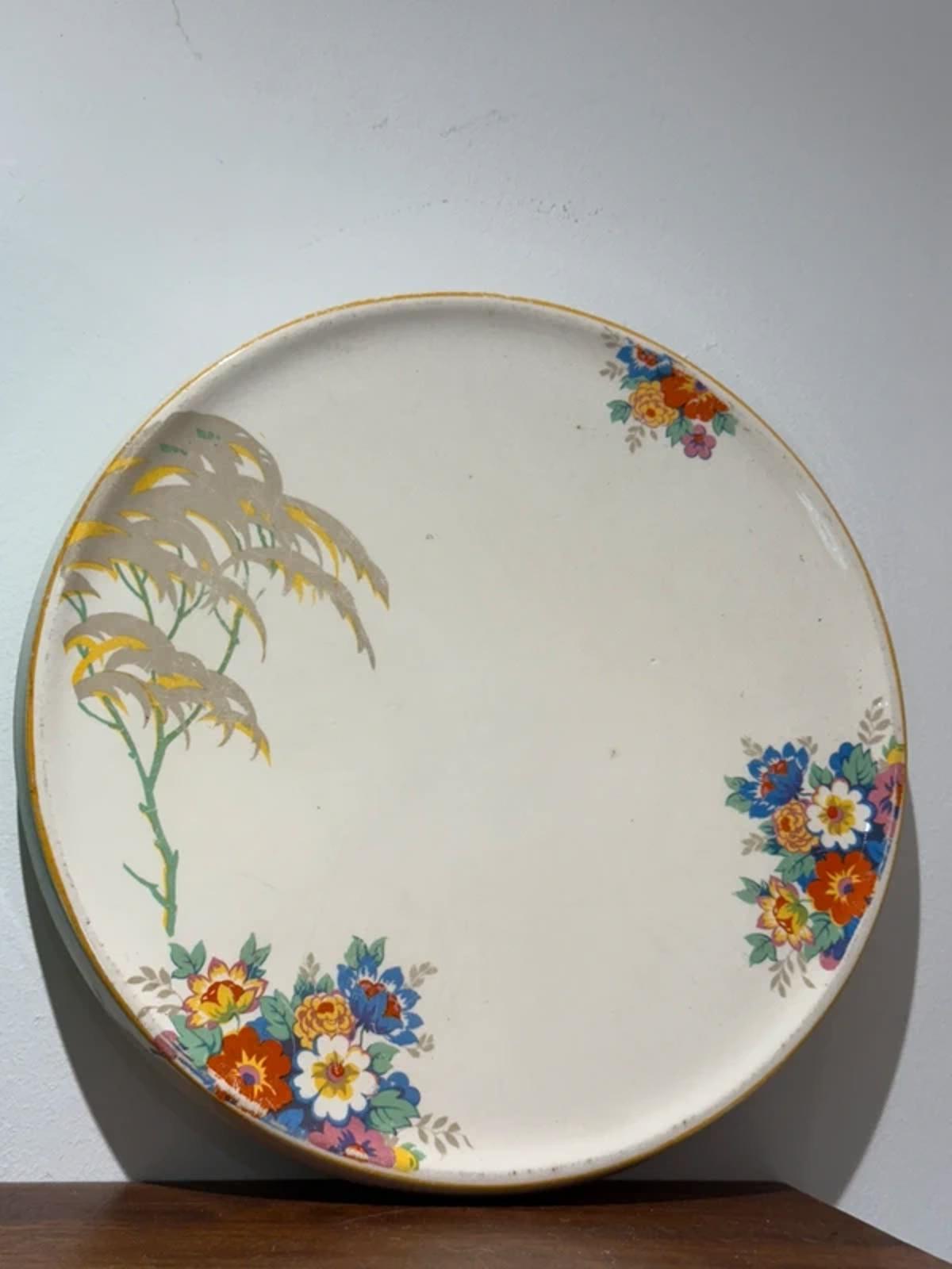 Vintage floral large kitchen art display serving platter plate kitchen home decor
