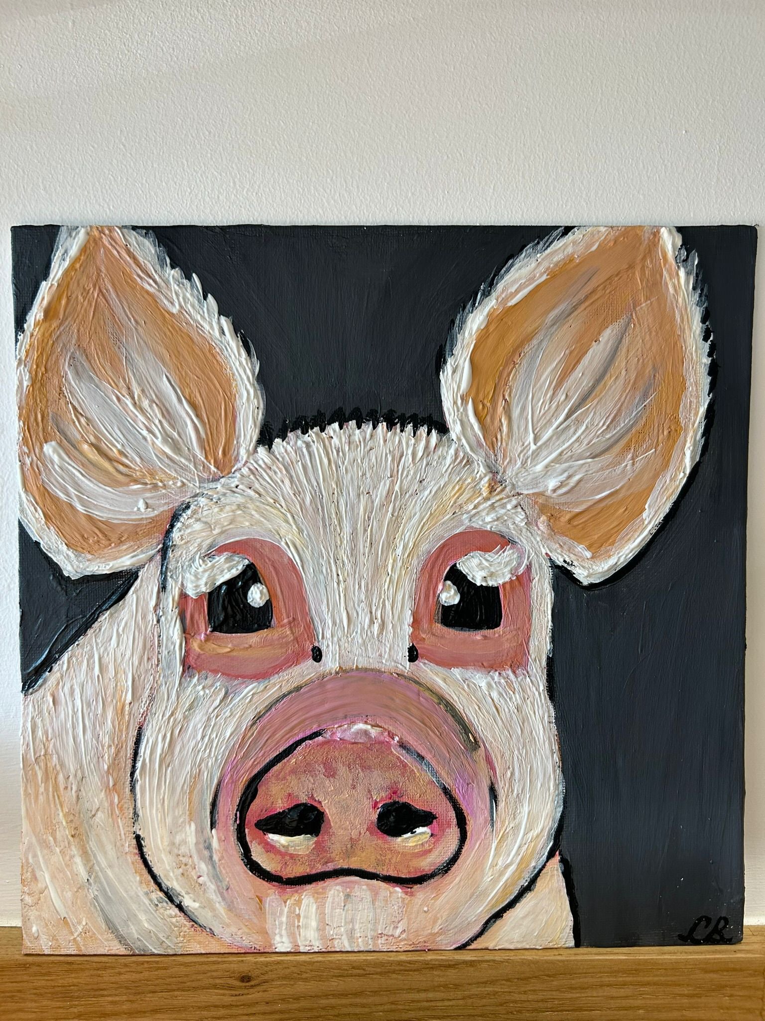 Original Hand-Painted Pig Portrait on Canvas