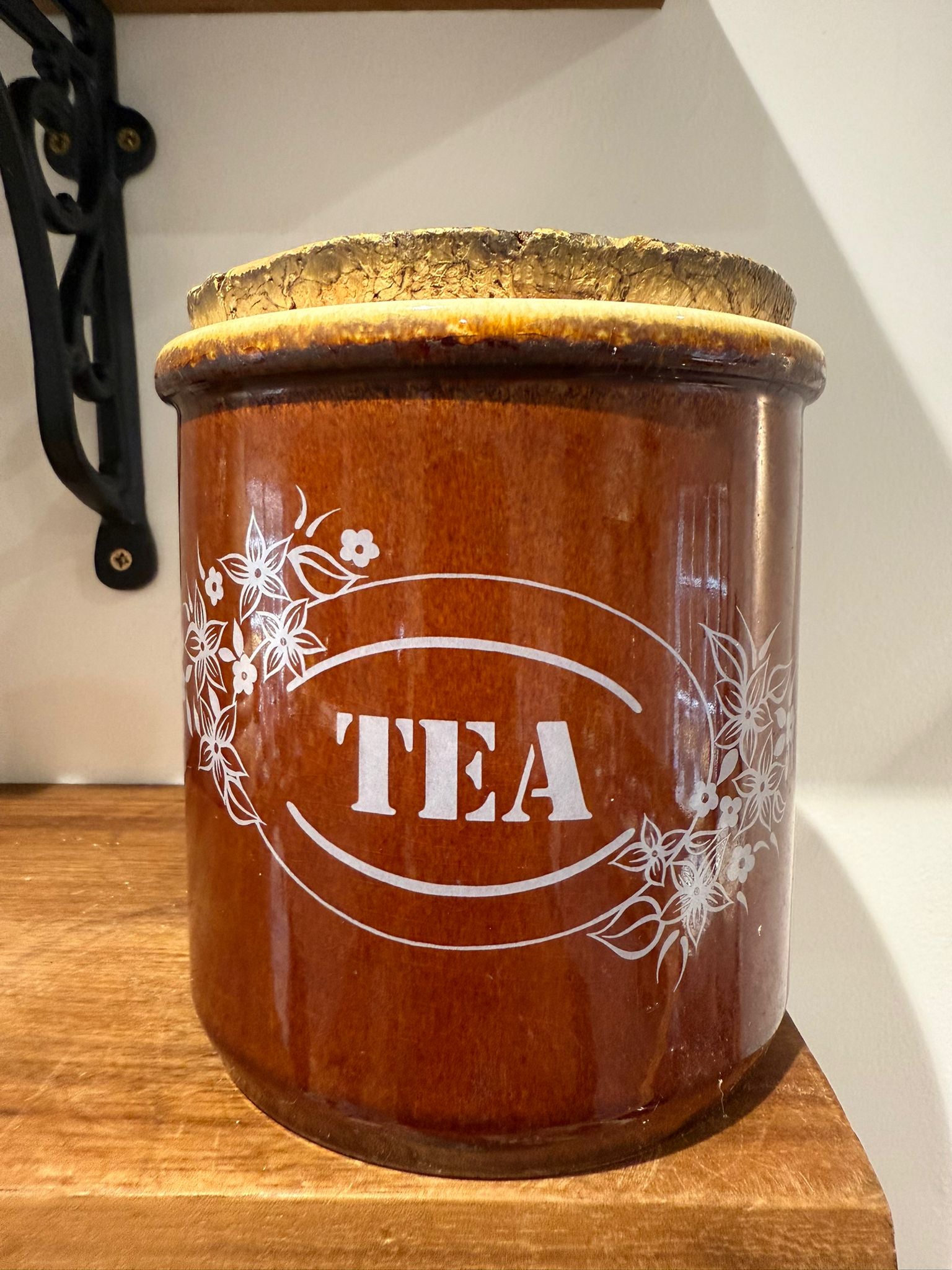 Vintage Brown Glazed Tea Storage Jar