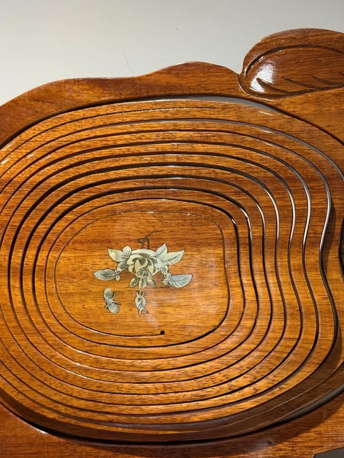 vintage hand-carved wooden collapsible basket shaped rabbit  hare.