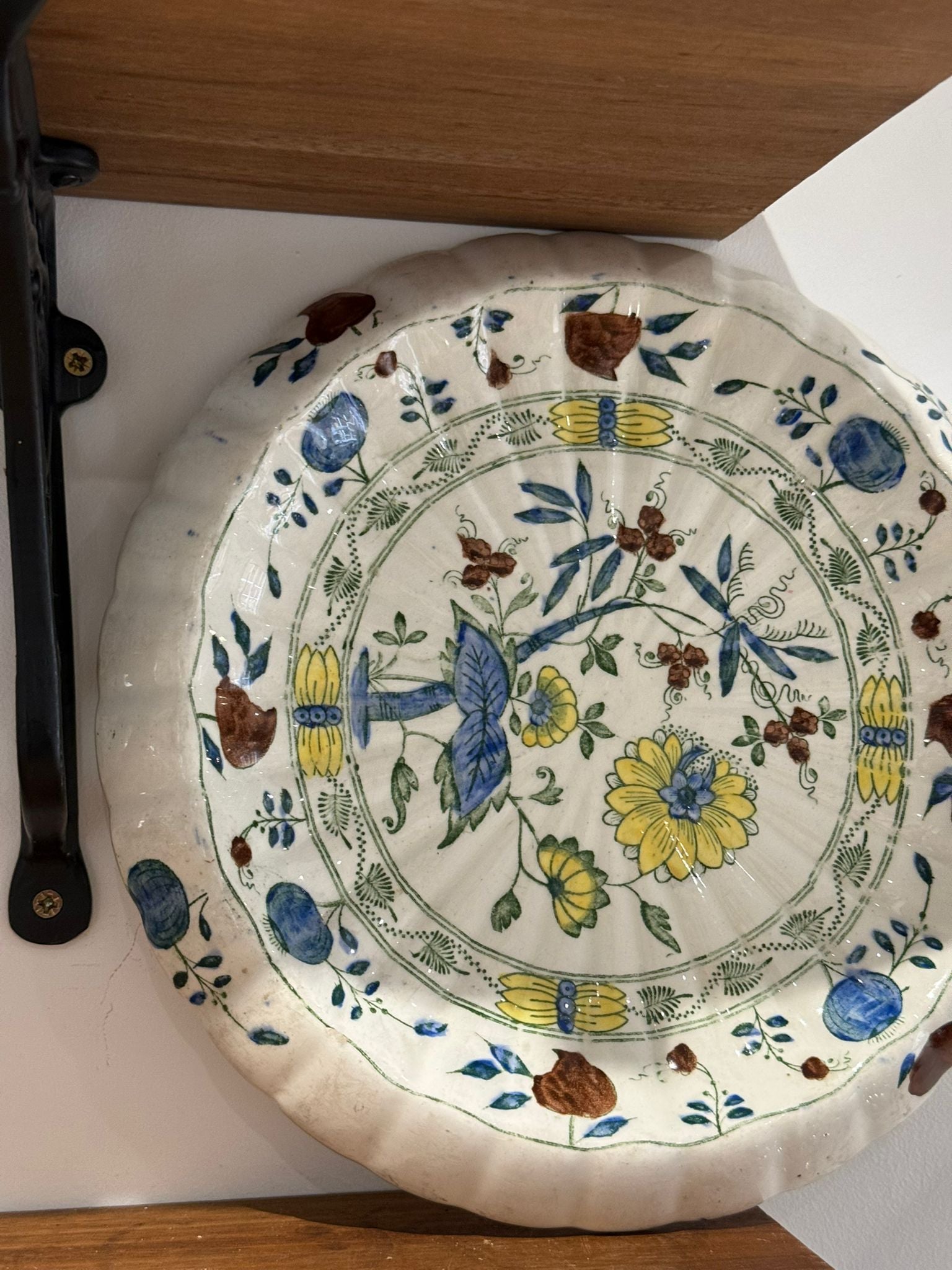 Vintage Hand-Painted Floral Ceramic Plate