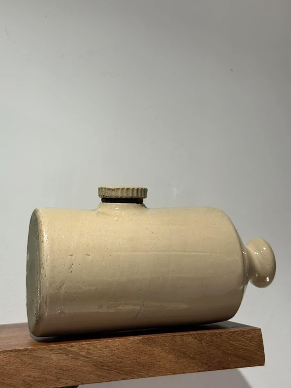 Vintage stone cream hot water bottle kitchen home decor one of a kind