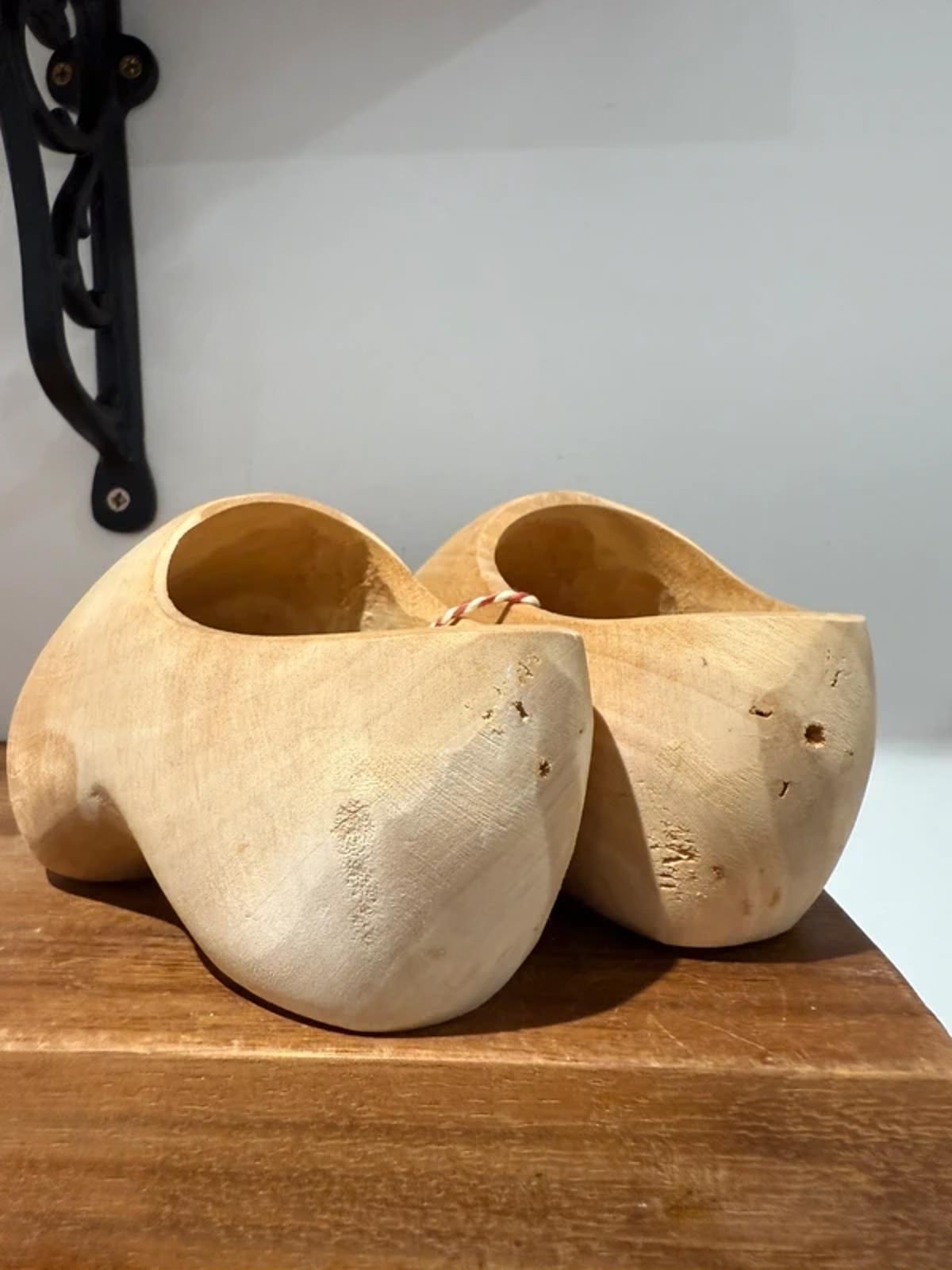 Vintage large set of wooden dutch clog shoes home decor one of a kind