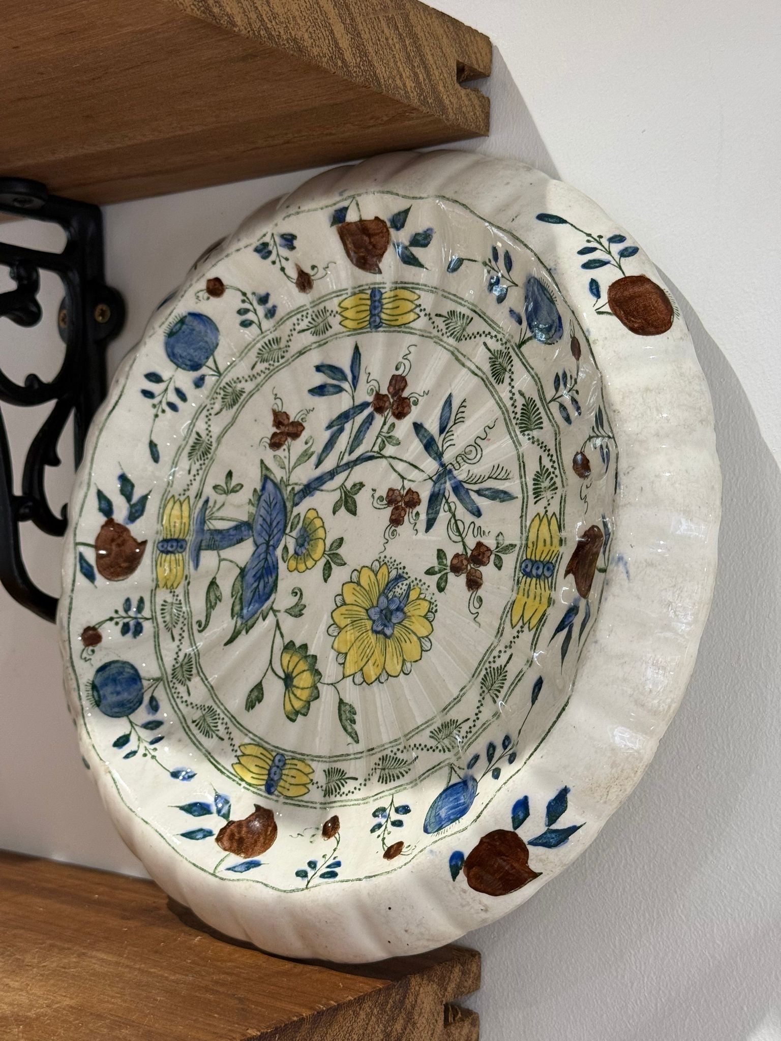 Vintage Hand-Painted Floral Ceramic Plate