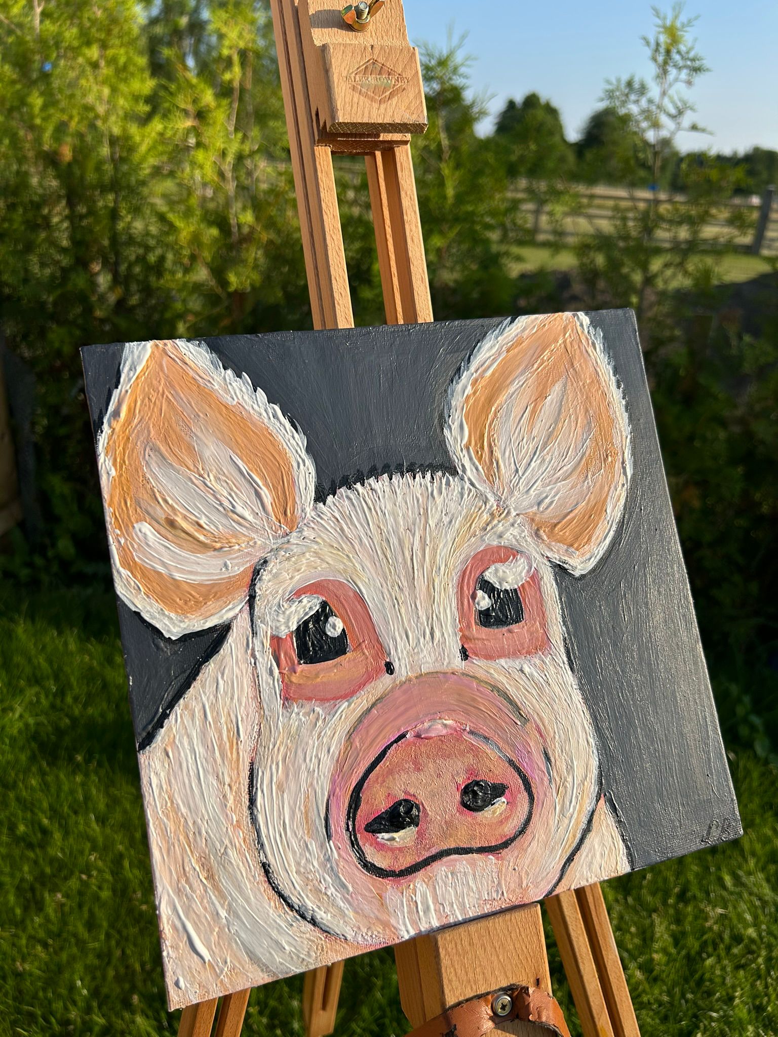 Original Hand-Painted Pig Portrait on Canvas