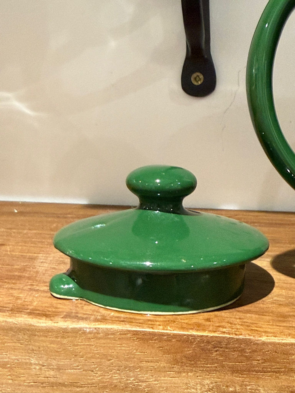 Vintage Green Glazed Ceramic Teapot