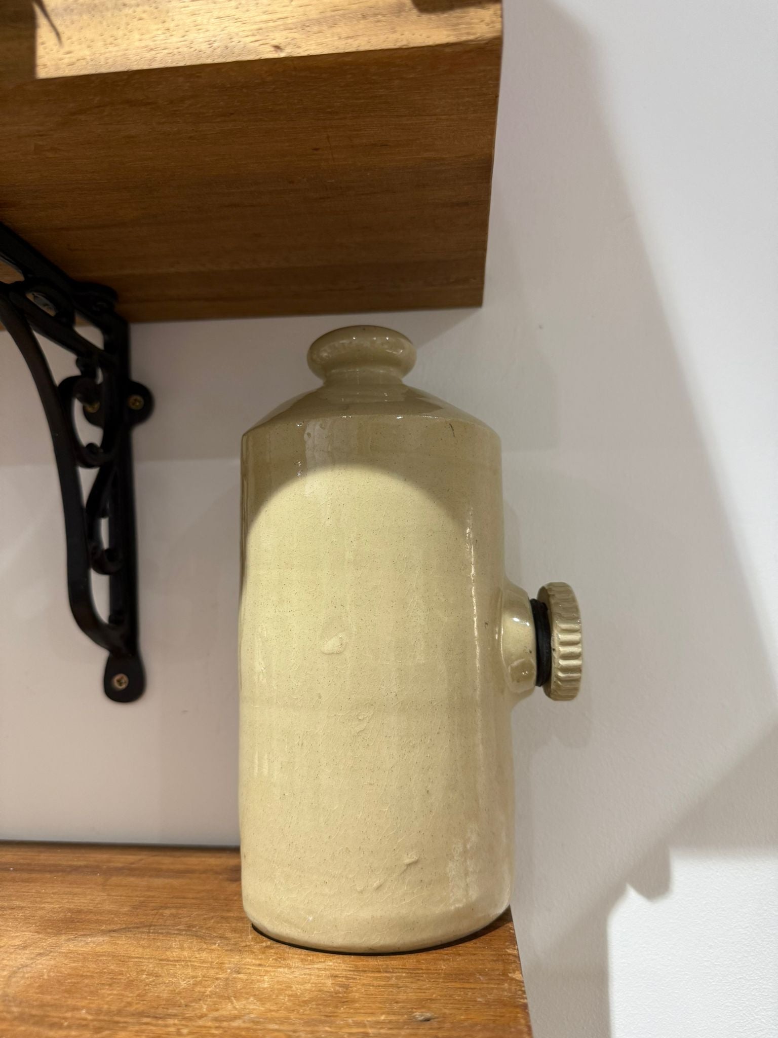 Vintage Stoneware Hot Water Bottle with Original Stopper