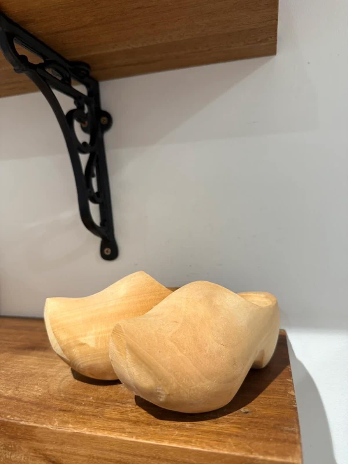 Vintage large set of wooden dutch clog shoes home decor one of a kind