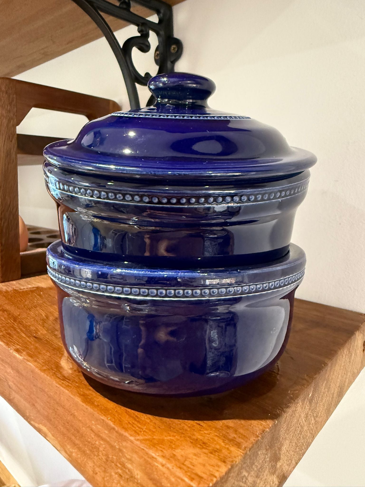 English Cobalt Blue Lidded Stoneware Dish Set