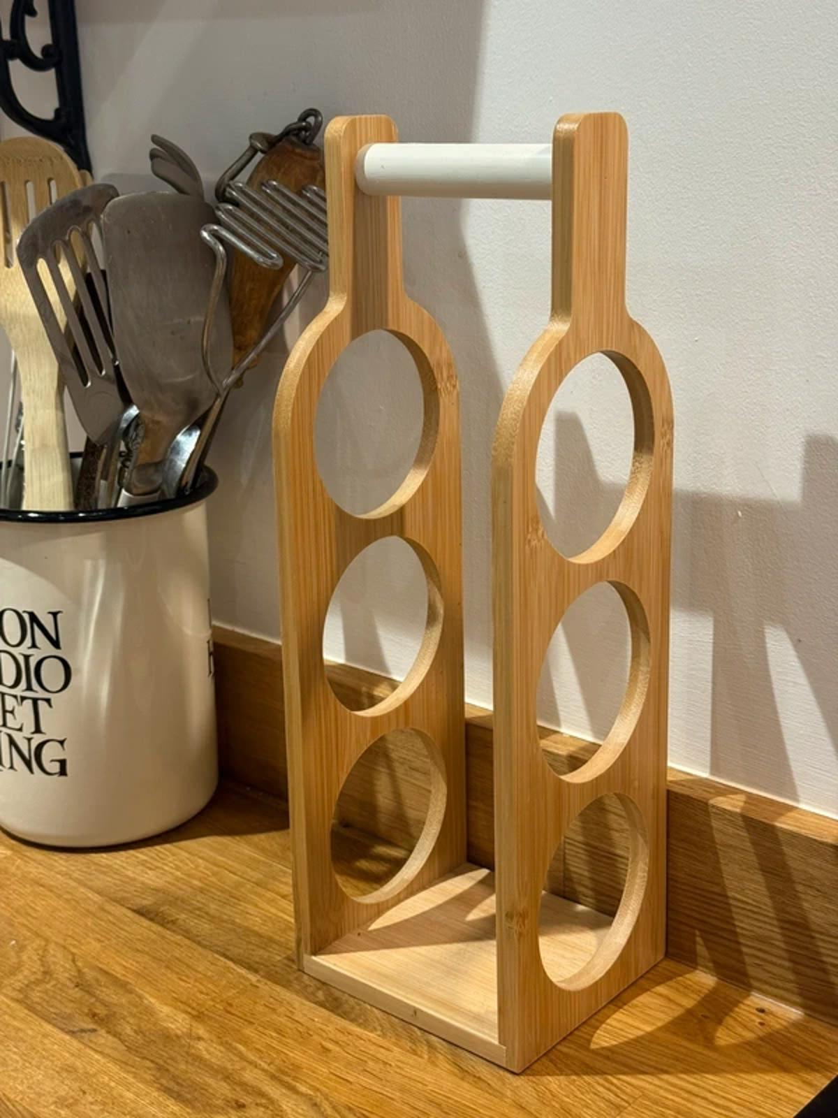 Wooden kitchen decor wine rack bottle holder one of a kind