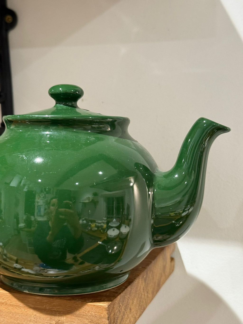 Vintage Green Glazed Ceramic Teapot