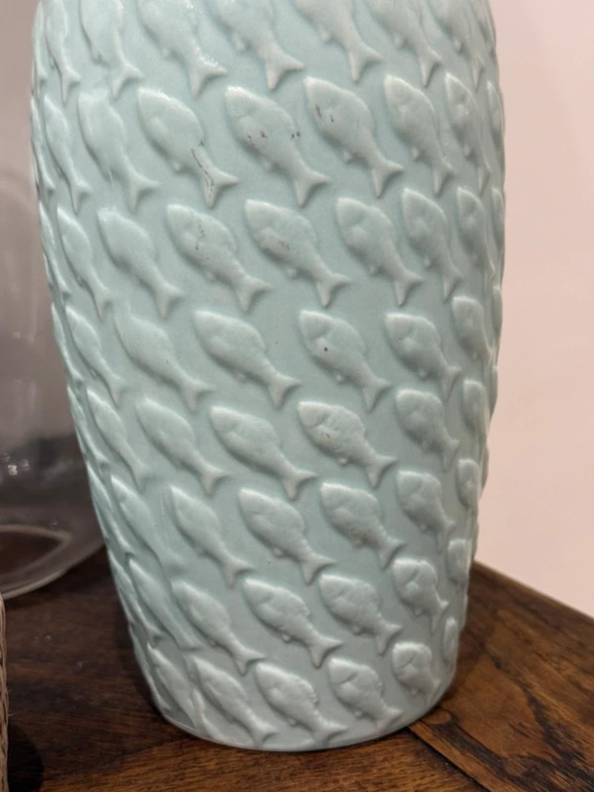Gisela Graham pale blue fish shoal ceramic tall vase brand new with tags