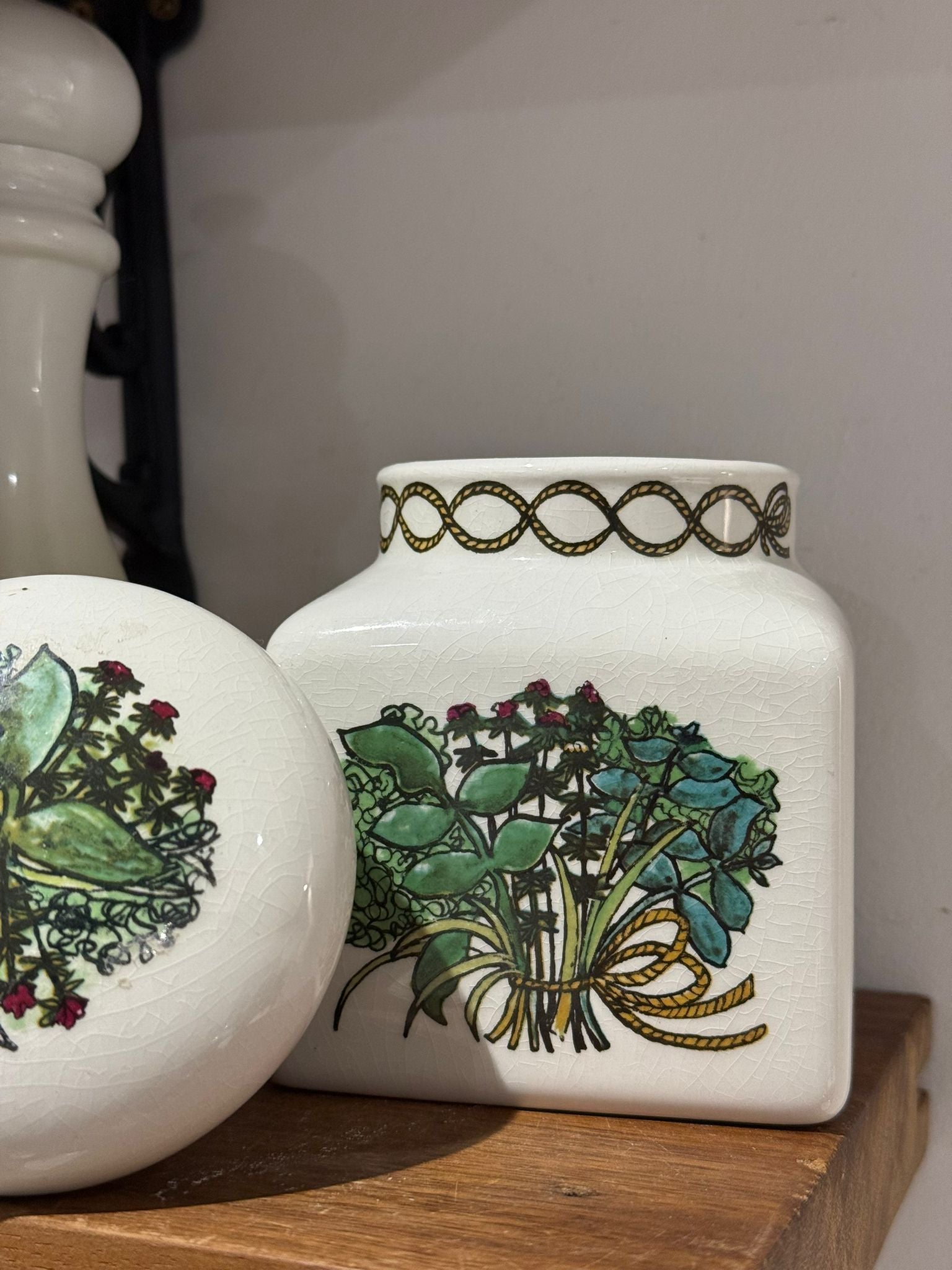 Vintage Minton Ceramic Storage Jar with Floral Motif – Made in England