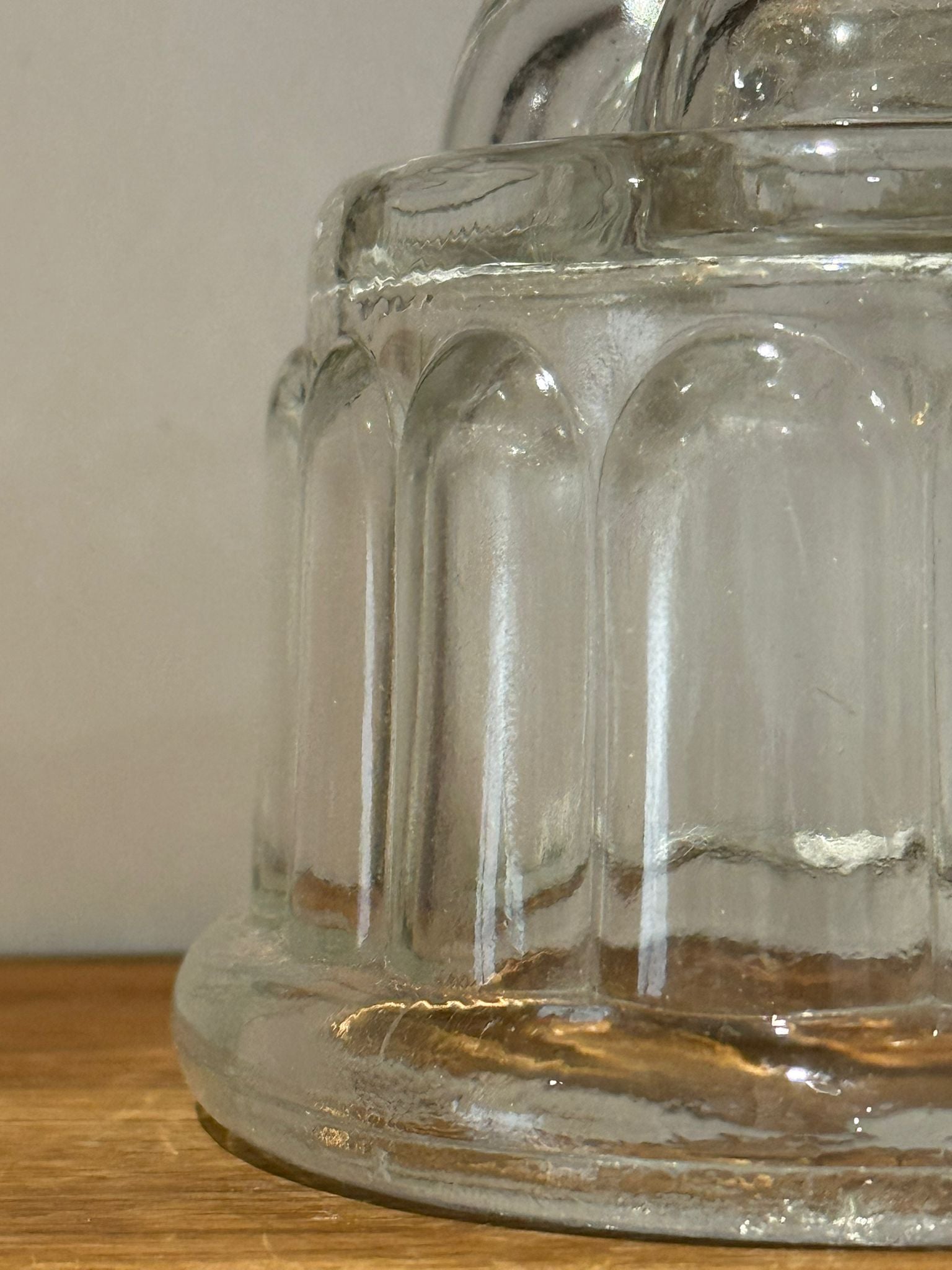 Vintage Clear Glass Jelly Mould Dome – Ribbed Bubble Design Kitchen Decor