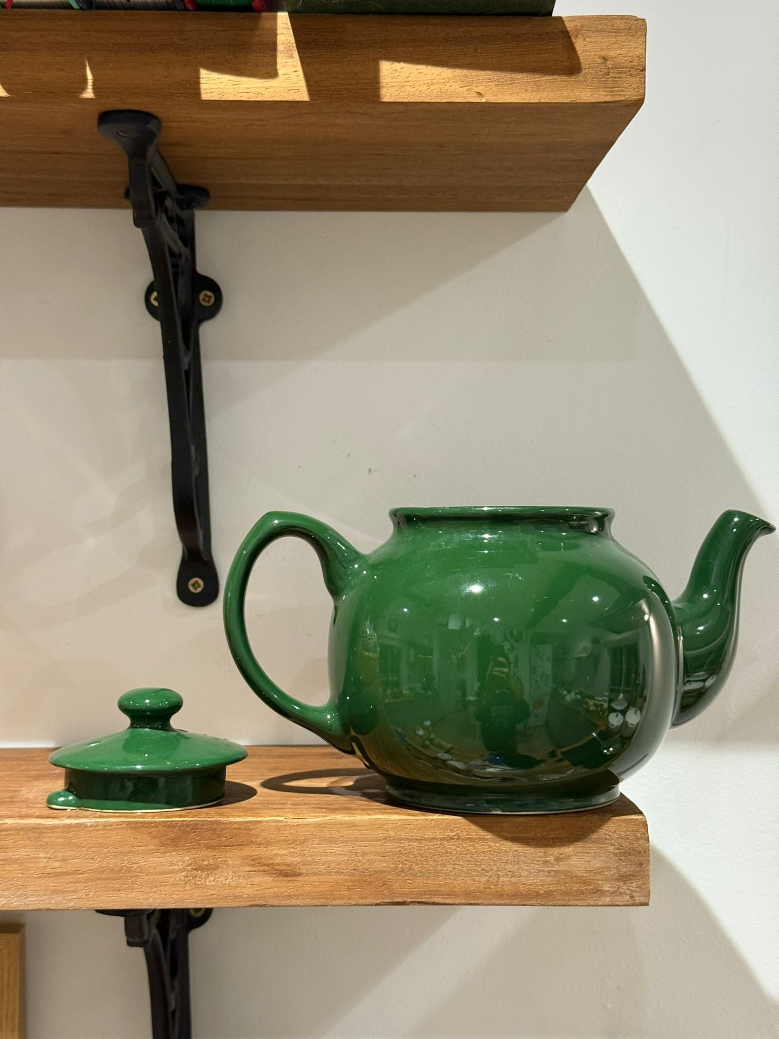 Vintage Green Glazed Ceramic Teapot